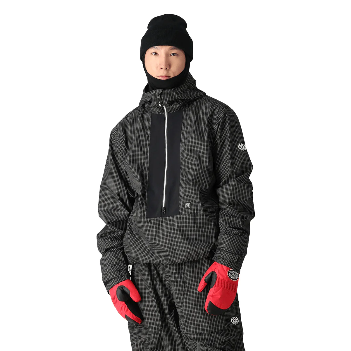 686 Men's Ghost 2.5L Anorak 2025 Black Grid Colourblock