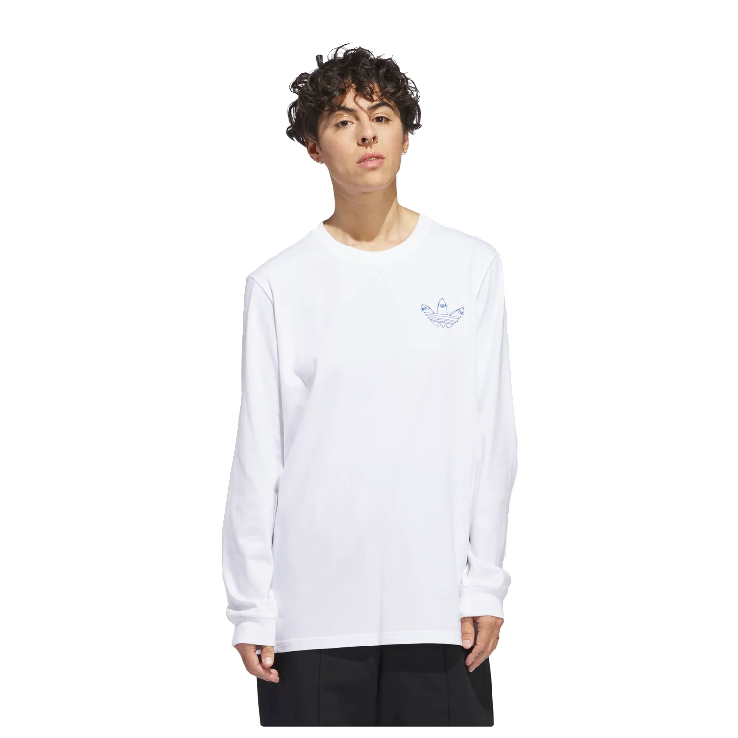 Adidas Men's Henry Jones L/S T Shirt White/Royal Blue