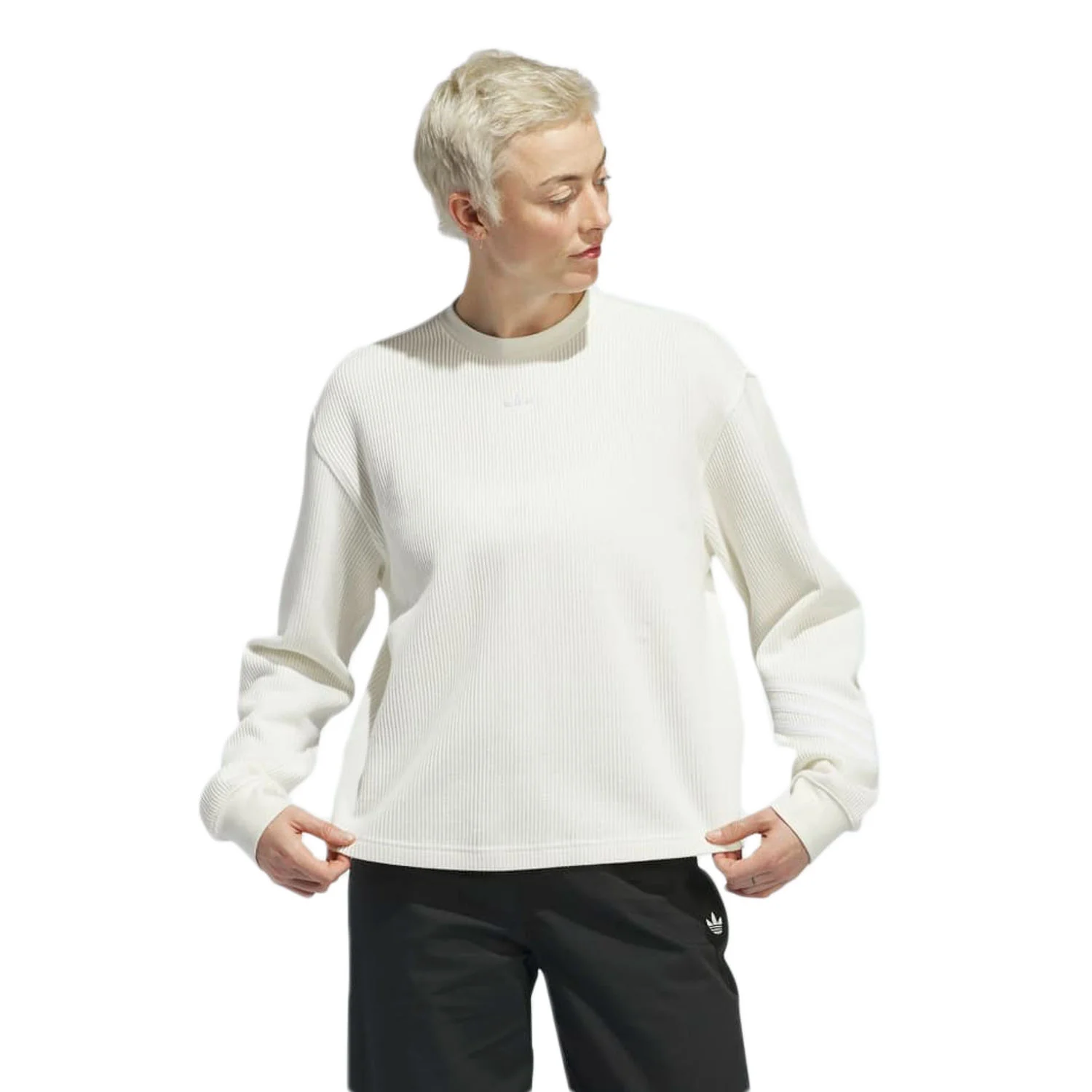 Adidas Women's Nora Waffle L/S Top White/White