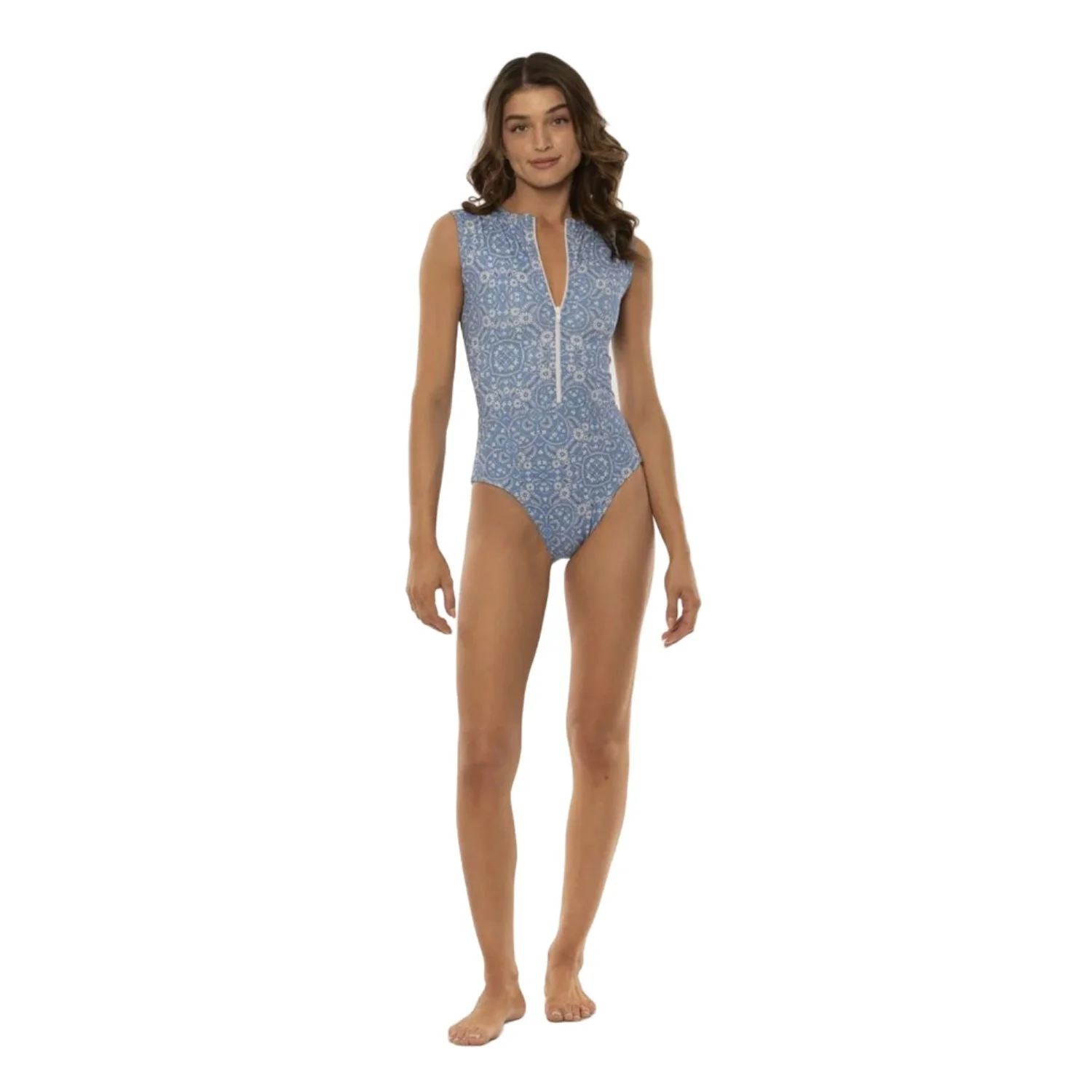 Amuse Society Band Marisa One Piece Swim Blue Iris