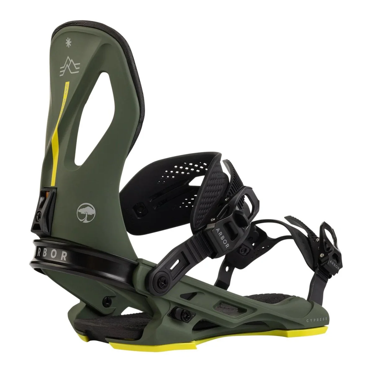 Arbor Men's Cypress Snowboard Bindings 2025 Green/Black/Pat Moore