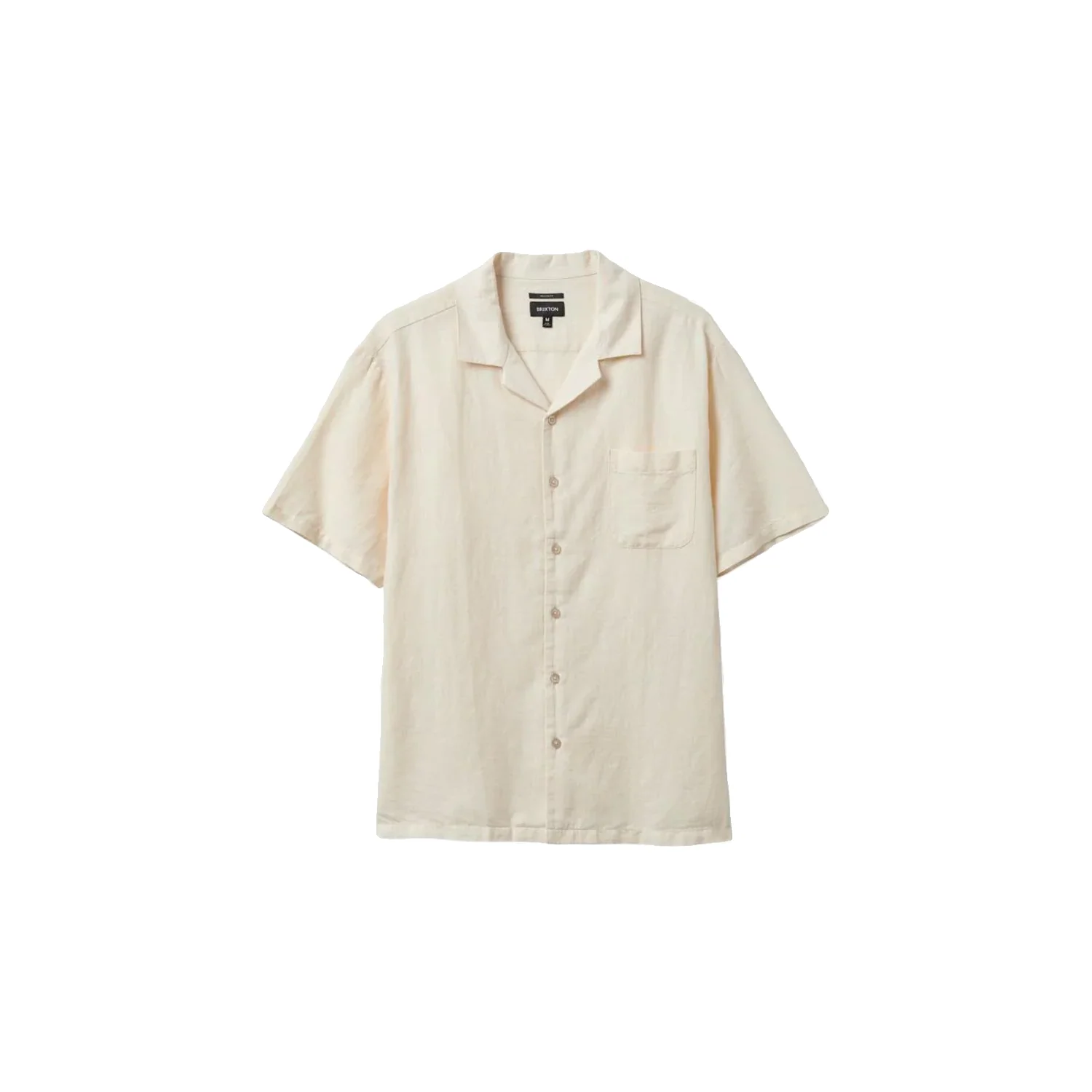 Brixton Men's Bunker Linen Blend S/S Shirt Whitecap