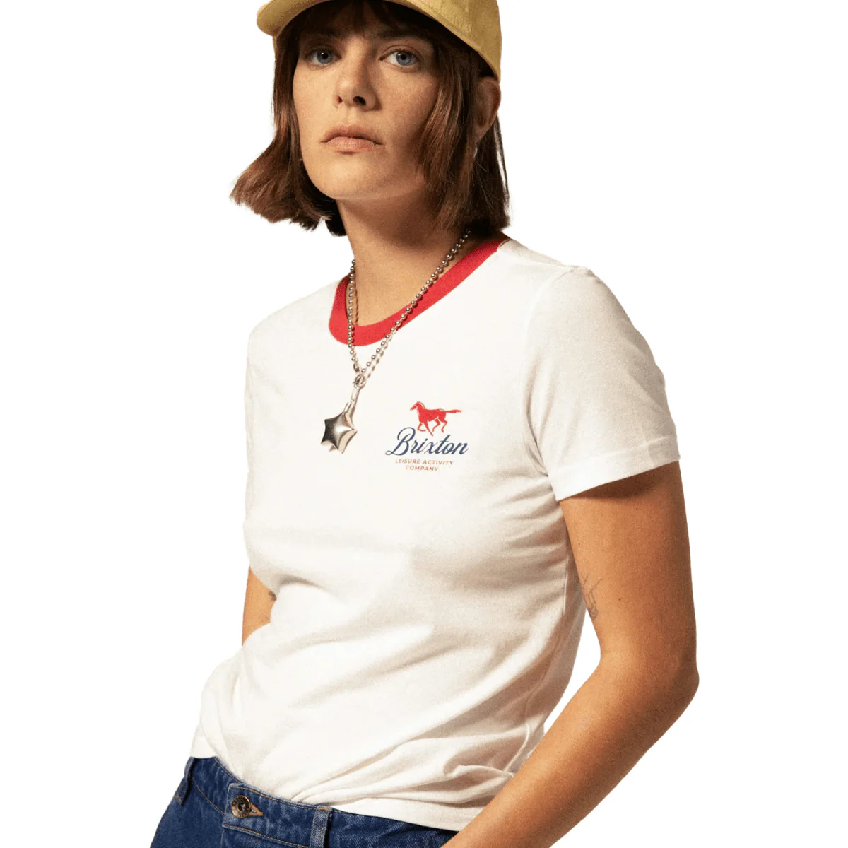 Brixton Women's Leisure Activity Fitted Crew T-Shirt White
