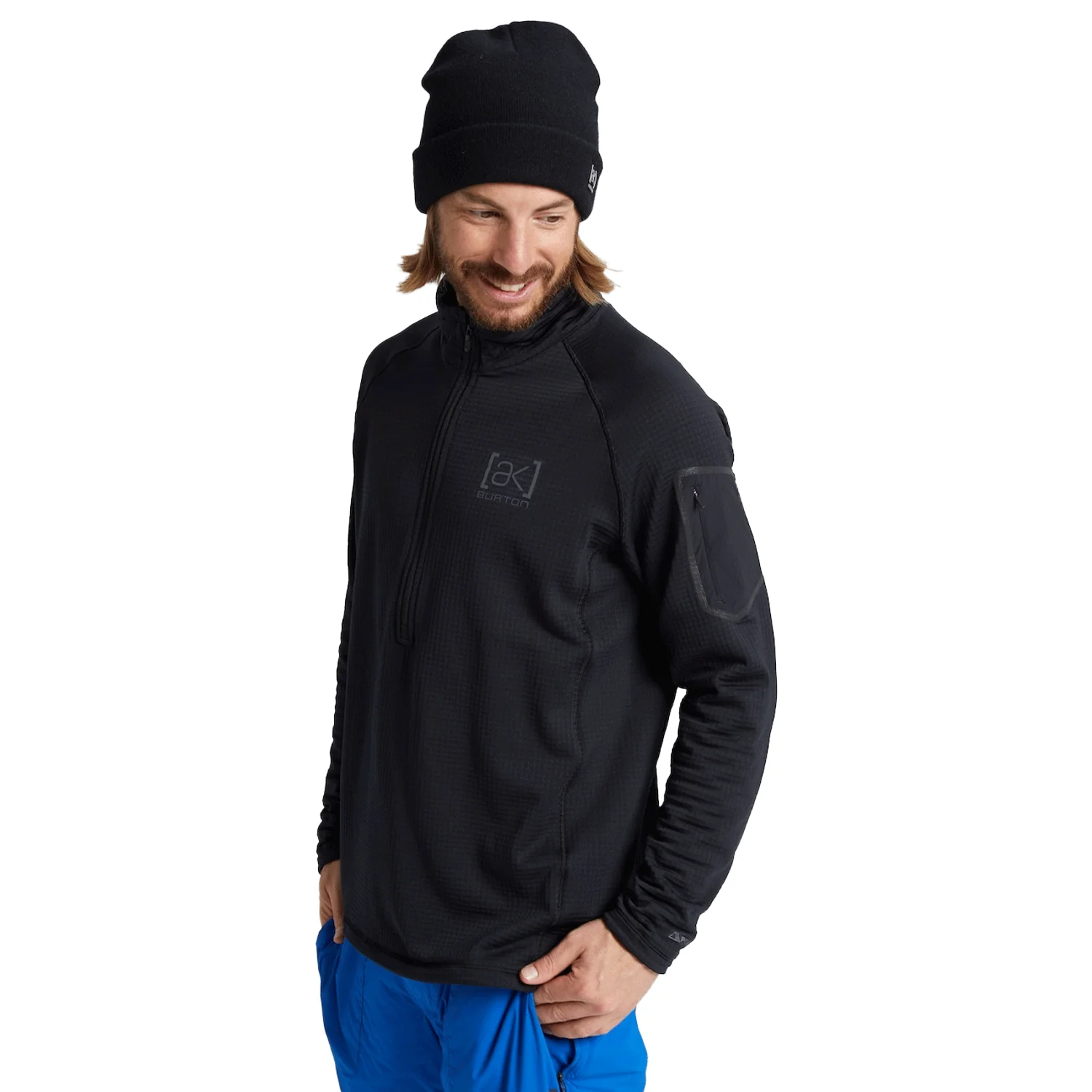 Burton Men's [ak] Helium Power Grid Half-Zip Fleece True Black