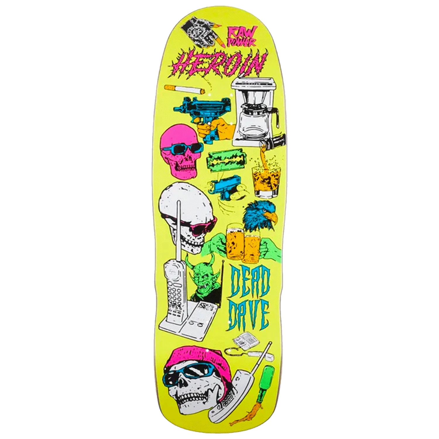 Heroin Video City Skate Deck Yellow Dead Dave 9.3"