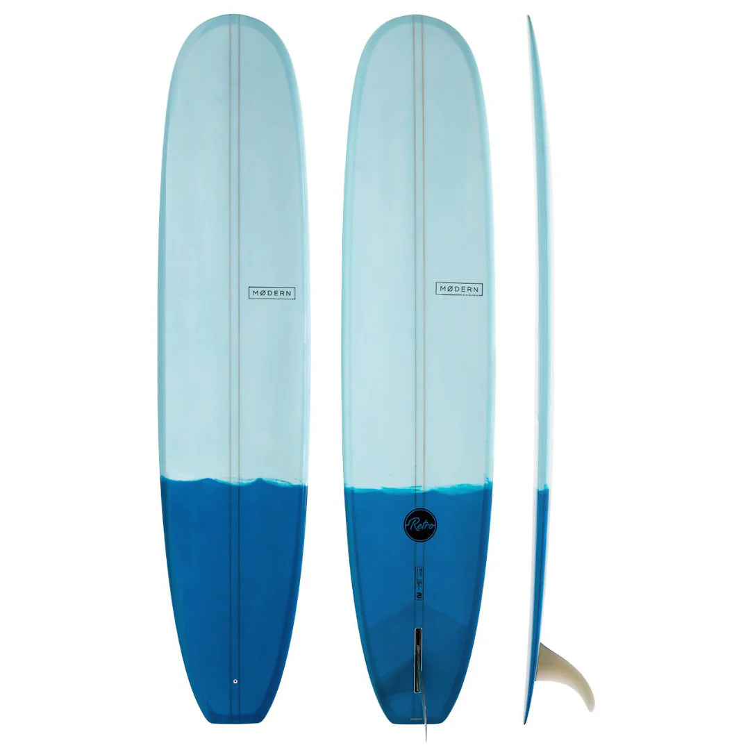 Modern Retro PU Surfboard Two Tone Blue 9'6"