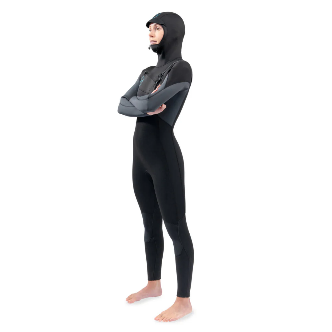 Dakine Women's Mission 6/5/4mm Chest Zip Hooded Wetsuit Black - Image 2