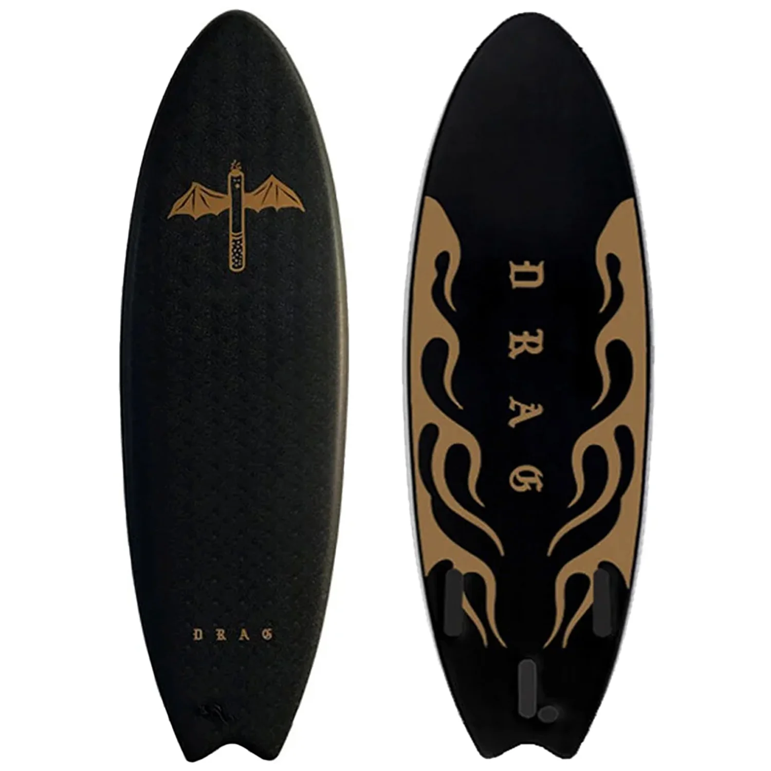 Drag Dart Thruster Swallow Tail Soft Surfboard 5'6" Black/Black