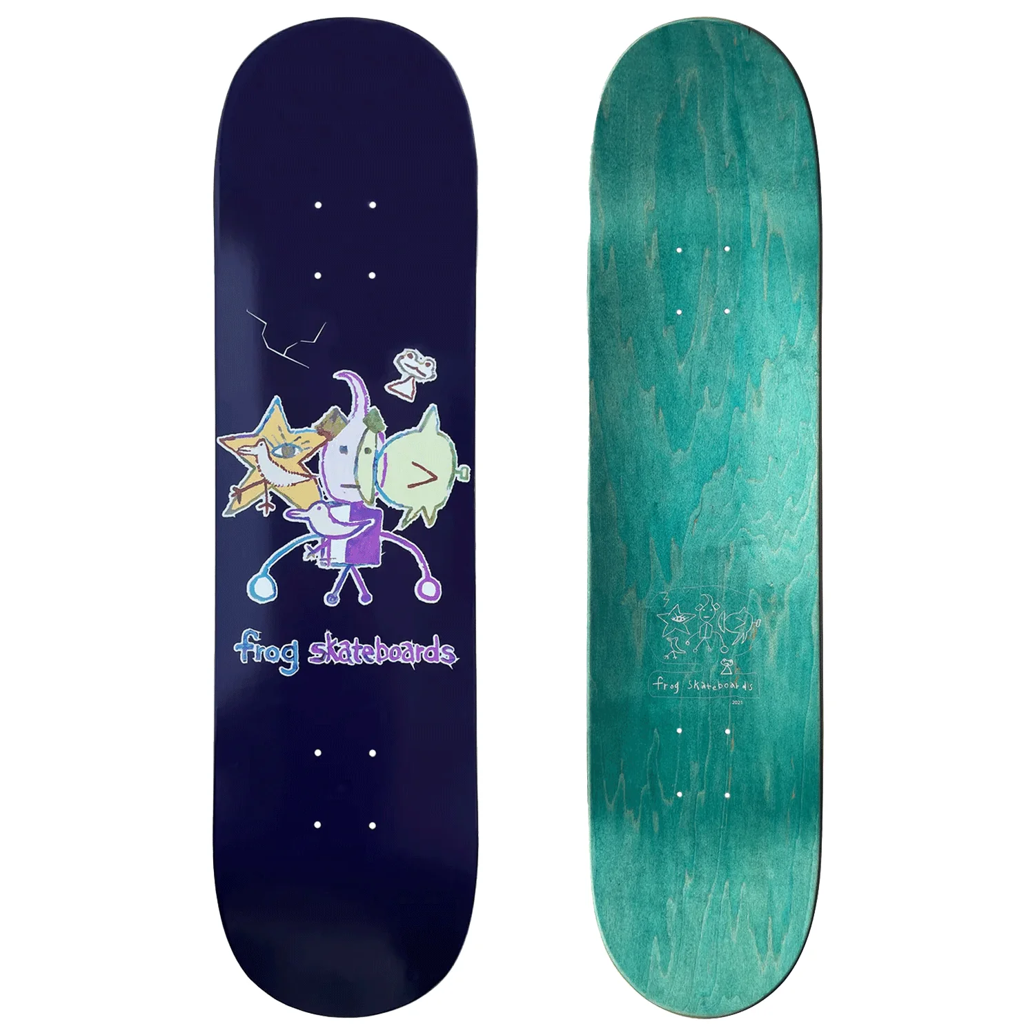 Frog Cracked Robot Boy Skate Deck 8"