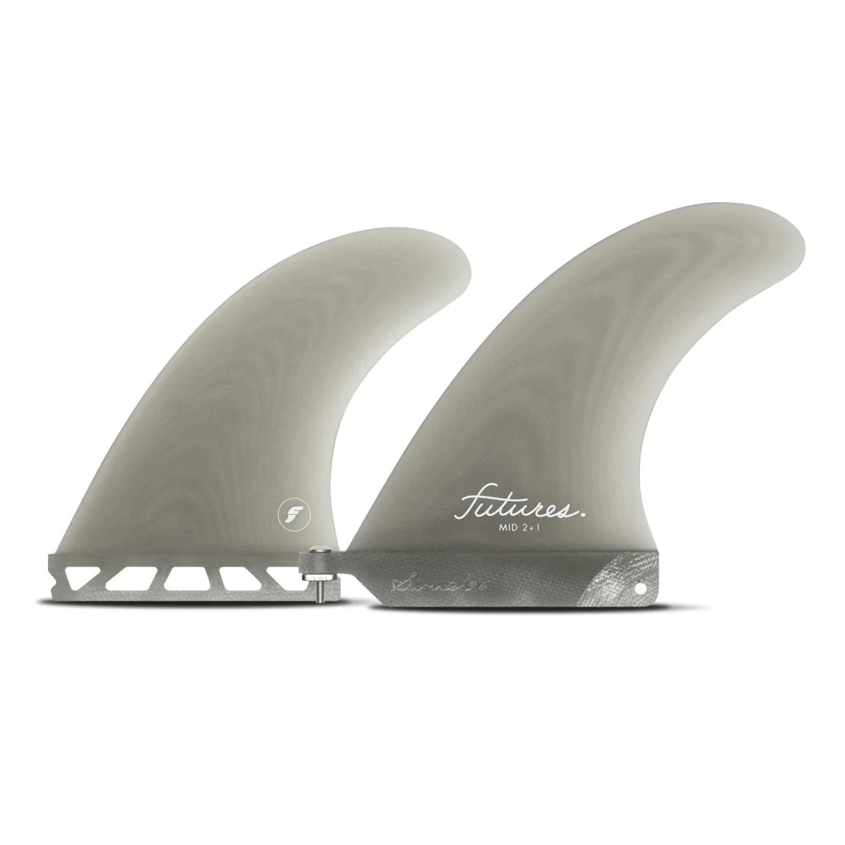 Futures 2+1 Mid Fiberglass Surf Fins Smoke