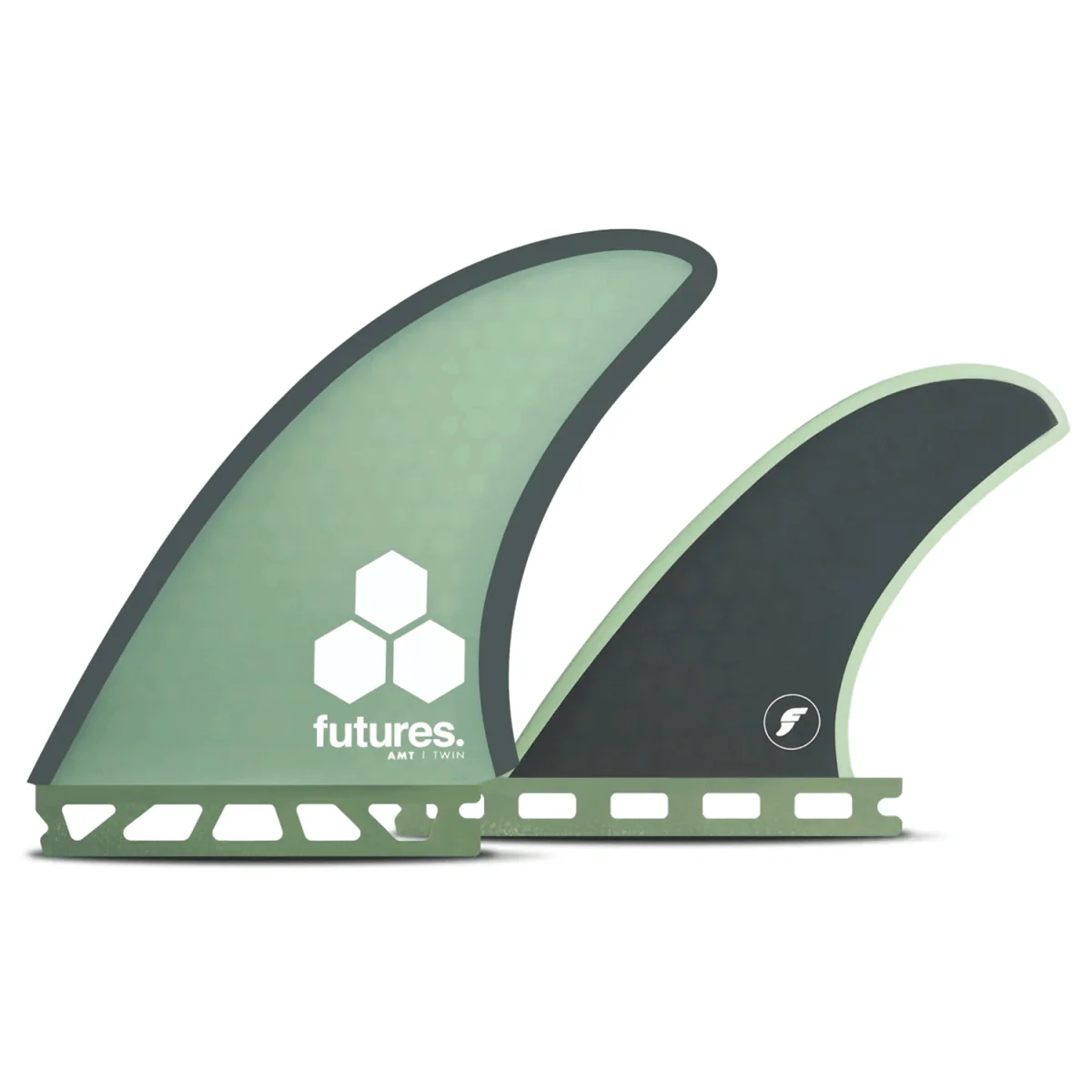 Futures Twin + 1 FAMT Honeycomb Surf Fins Green/Gray