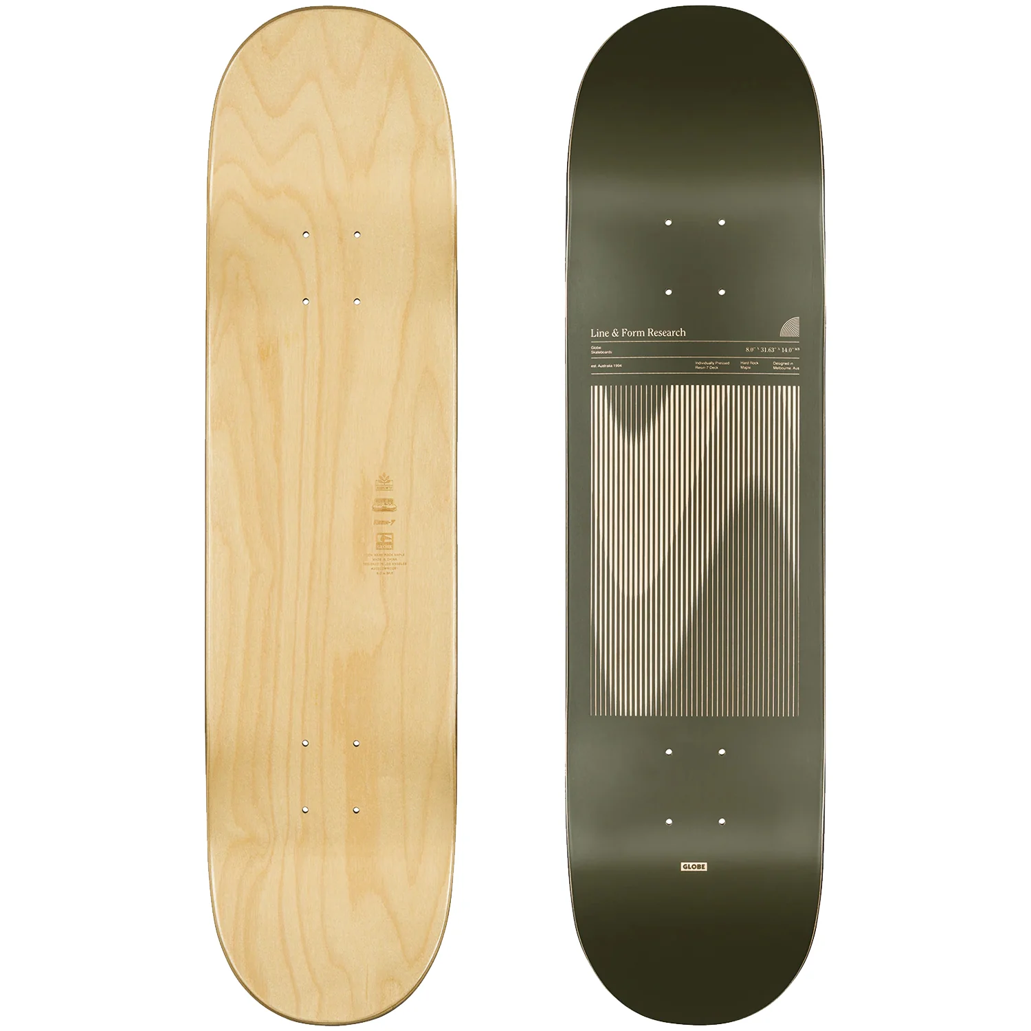 Globe G1 Lineform Skate Deck Olive 8"