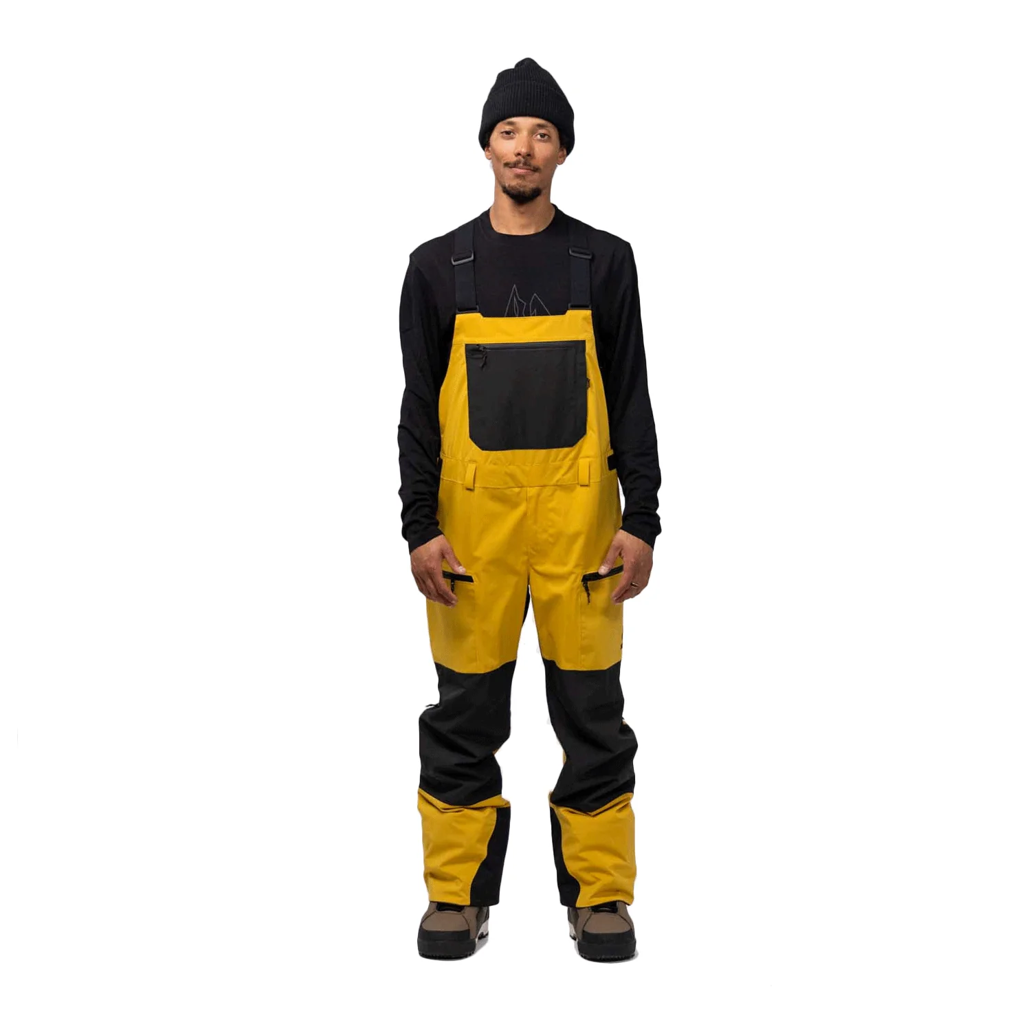 Jones Men's Mtn Surf Recycled Bib Pant 2024 Sunrise Gold/Stealth Black