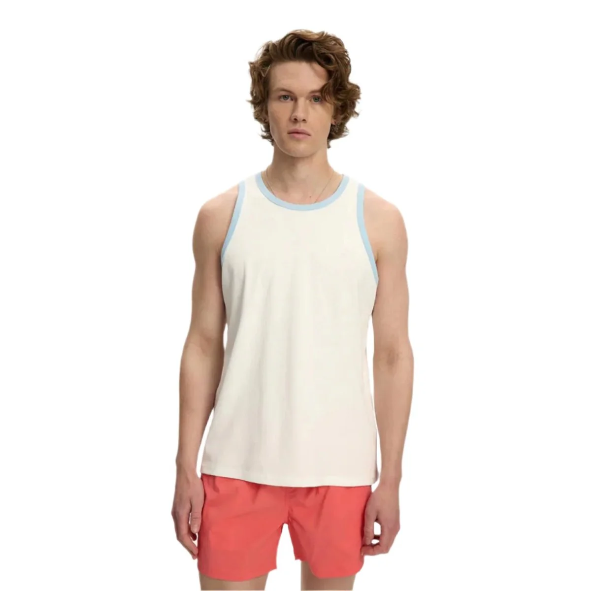 Kuwalla-Tee Contrast Essential Rib Tank Top Blue