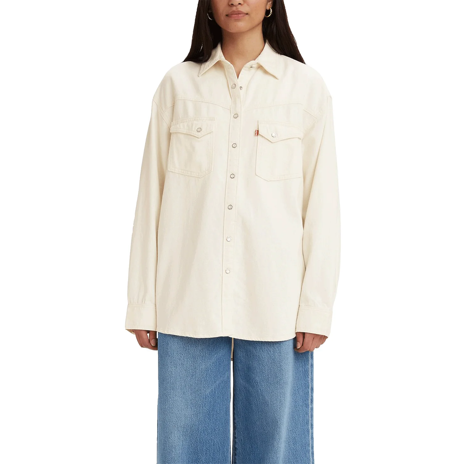 Levis Dorsey XL Western Shirt Women Tan Rinse
