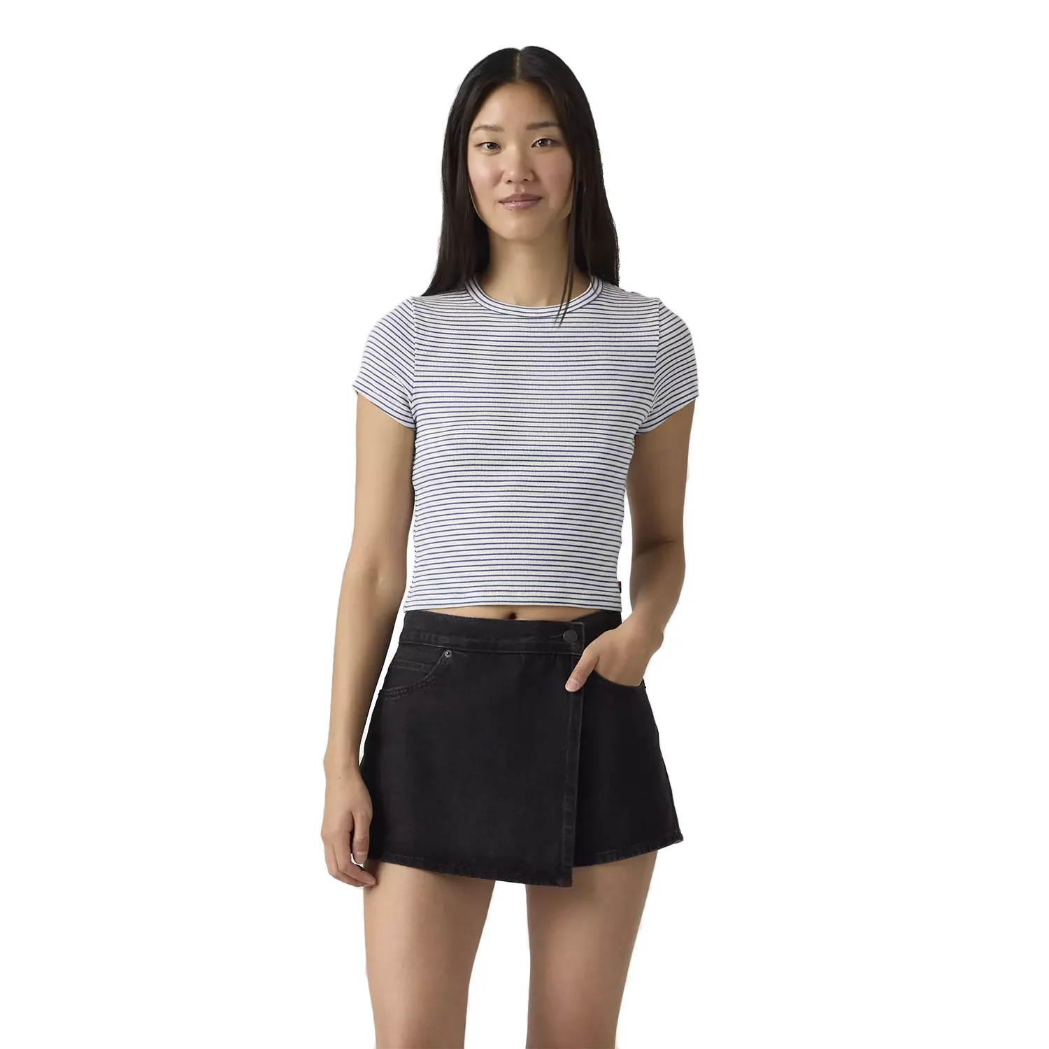 Levis Women's Hayes Cropped T-Shirt Ava Stripe Cloud Dance