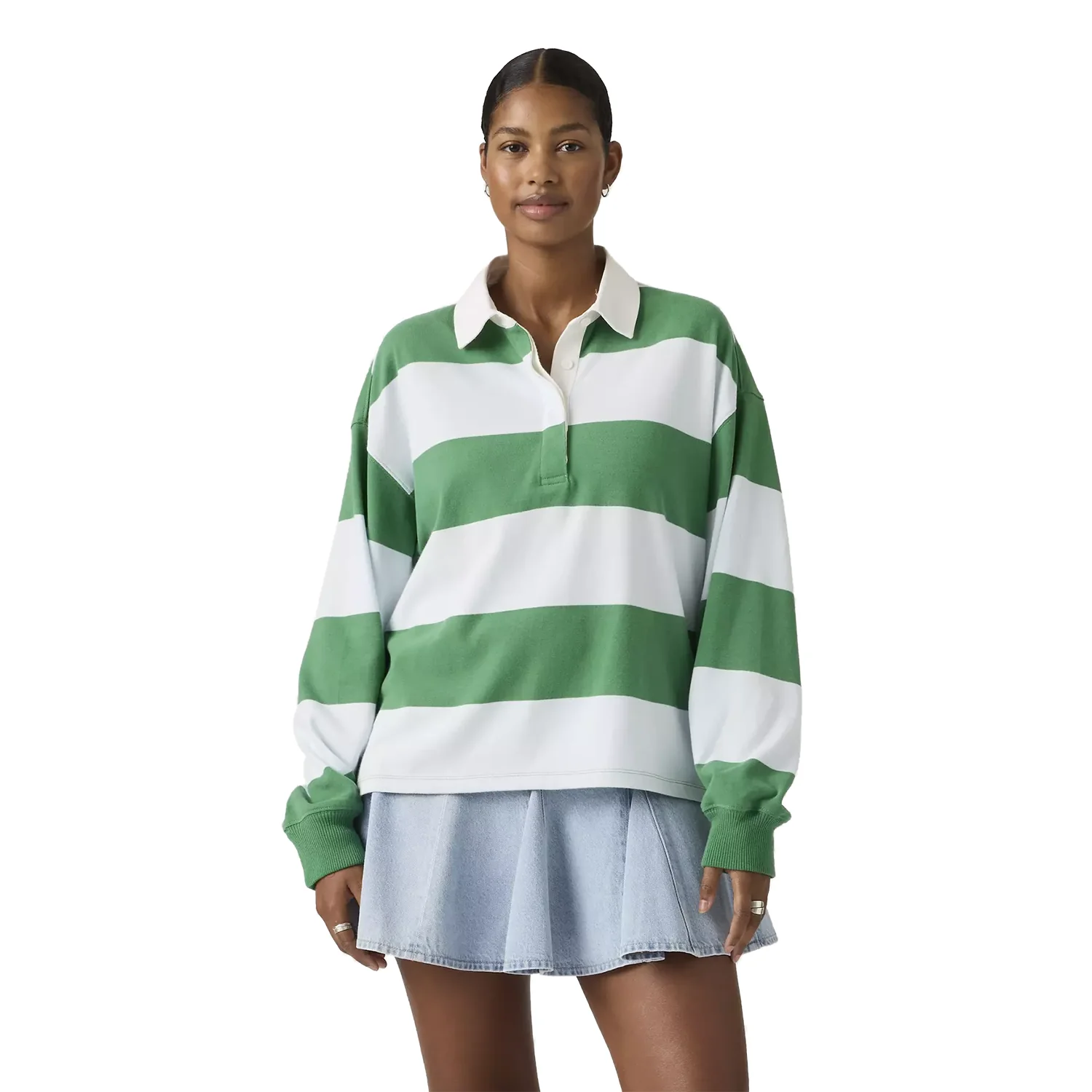 Levis Women's Reenie L/S Rugby Polo Katie Stripe Country Air
