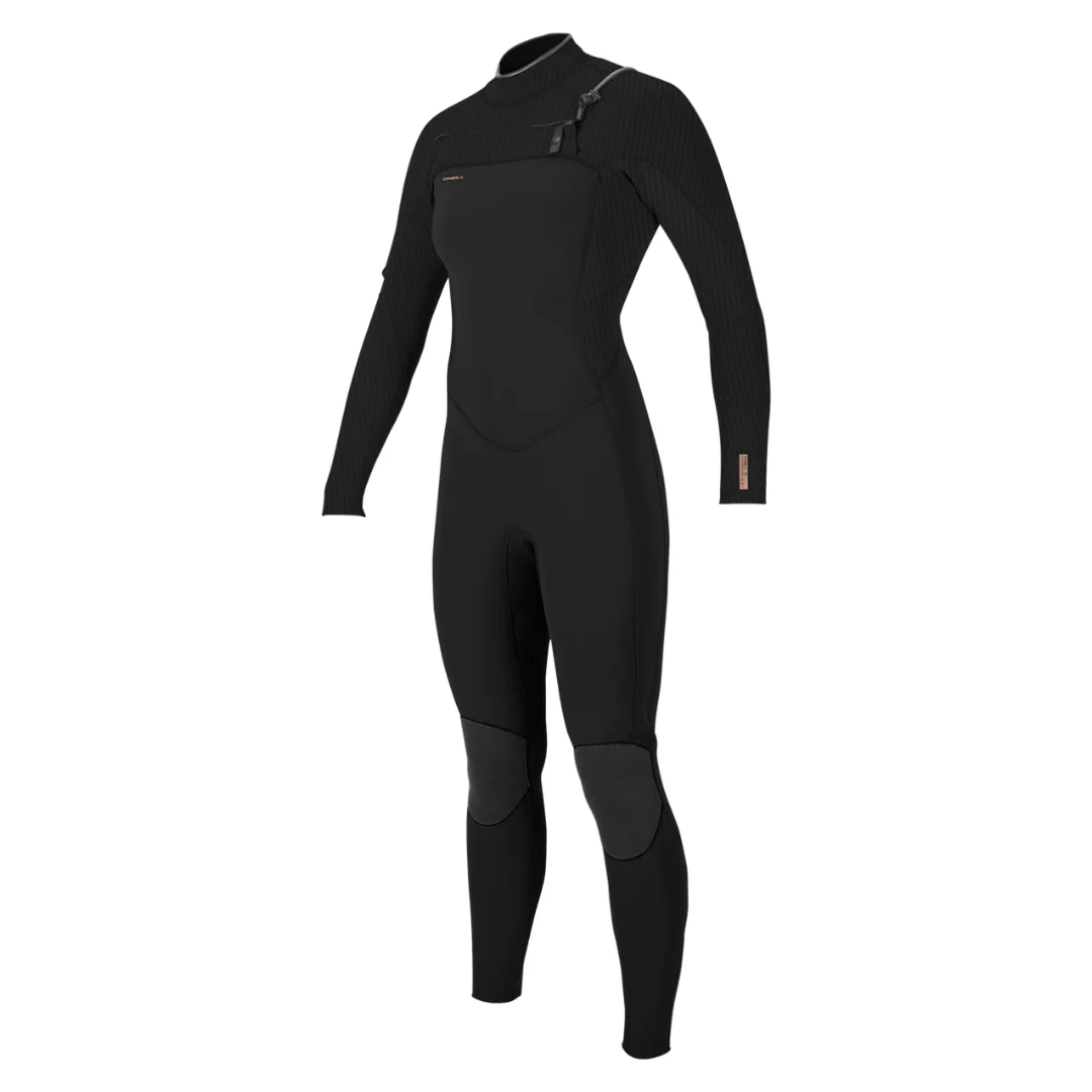 O'Neill Women's Hyperfreak 3/2+mm Chest Zip Wetsuit Black/Black