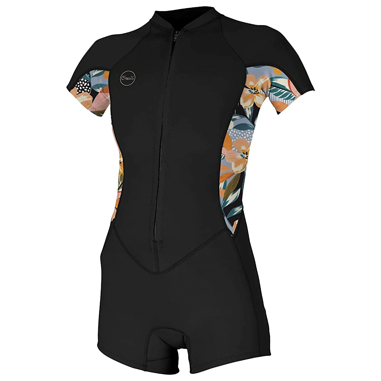 O'Neill Women's Bahia 2/1mm Full Zip S/S Spring Suit Black/Demiflor