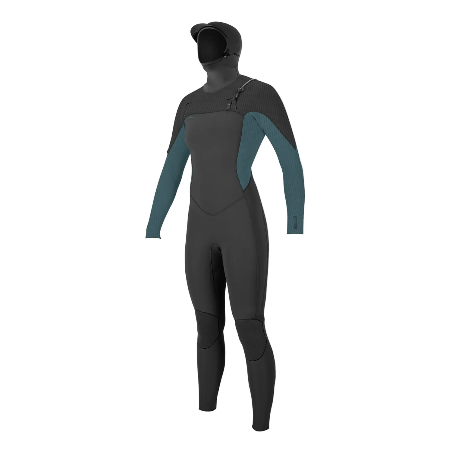 O'Neill Women's Hyperfreak 5.5/4mm Hooded Chest Zip Wetsuit Graphite/Dusty Blue
