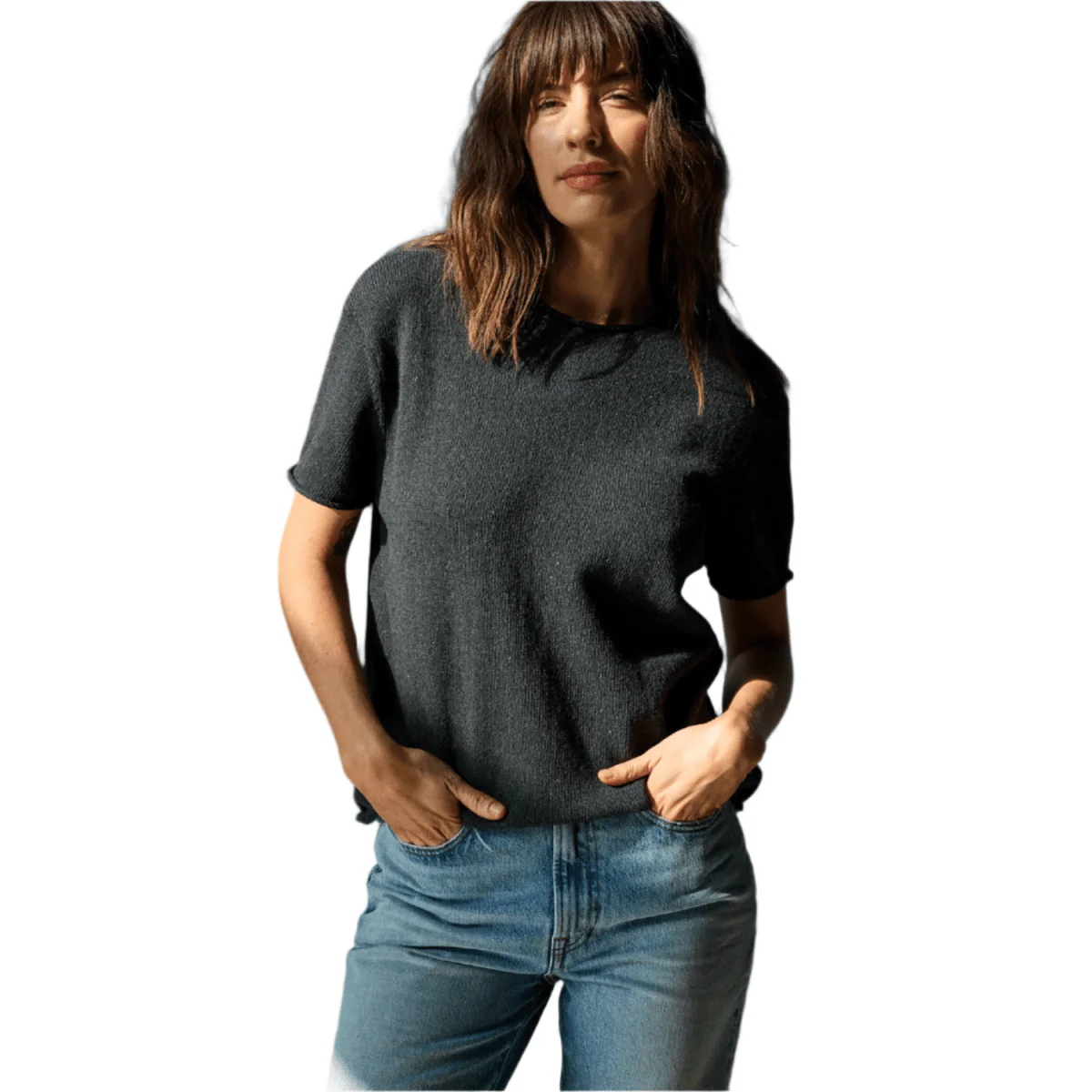 Outerknown Women's Crescent Knit Top Washed Black