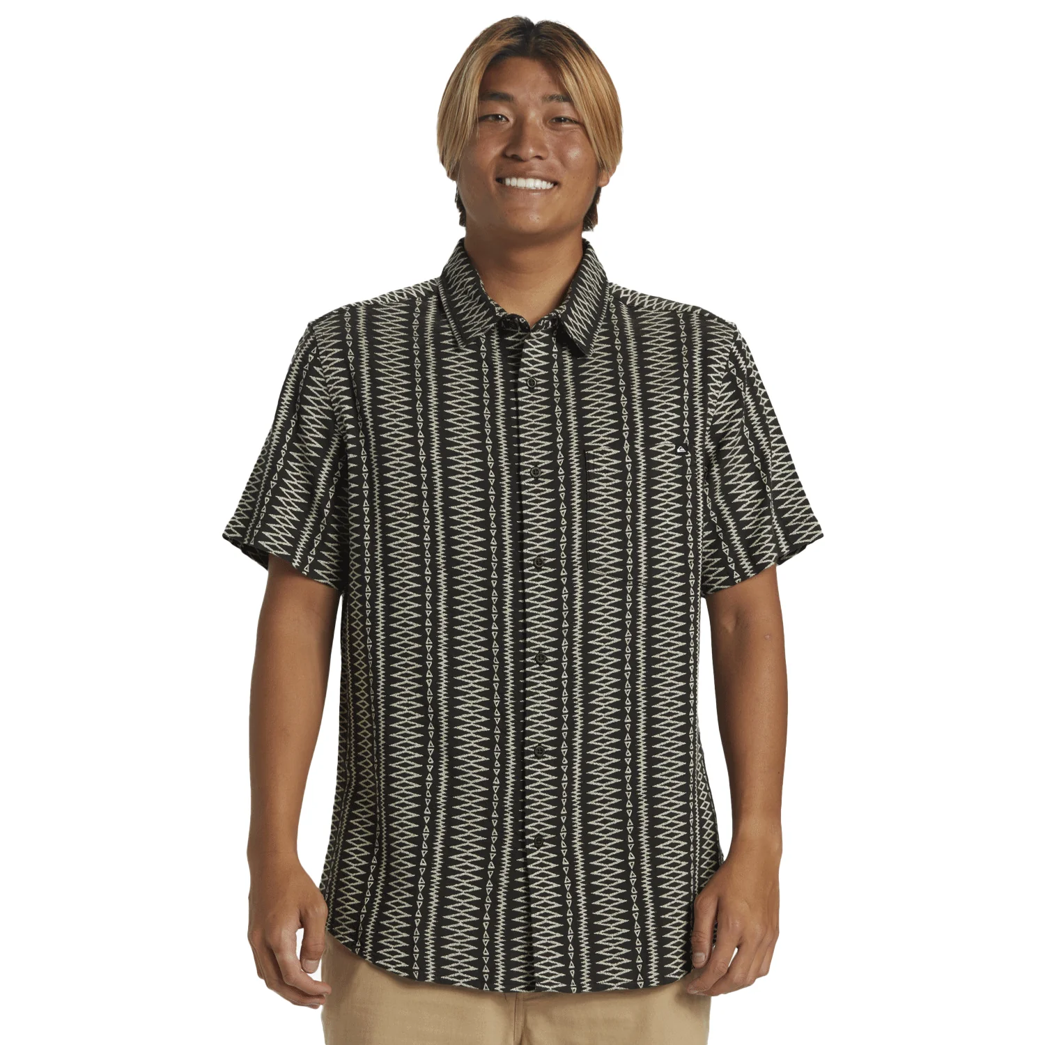 Quiksilver Men's Vibrations Classic S/S Shirt Tarmac Dobby Jacquard