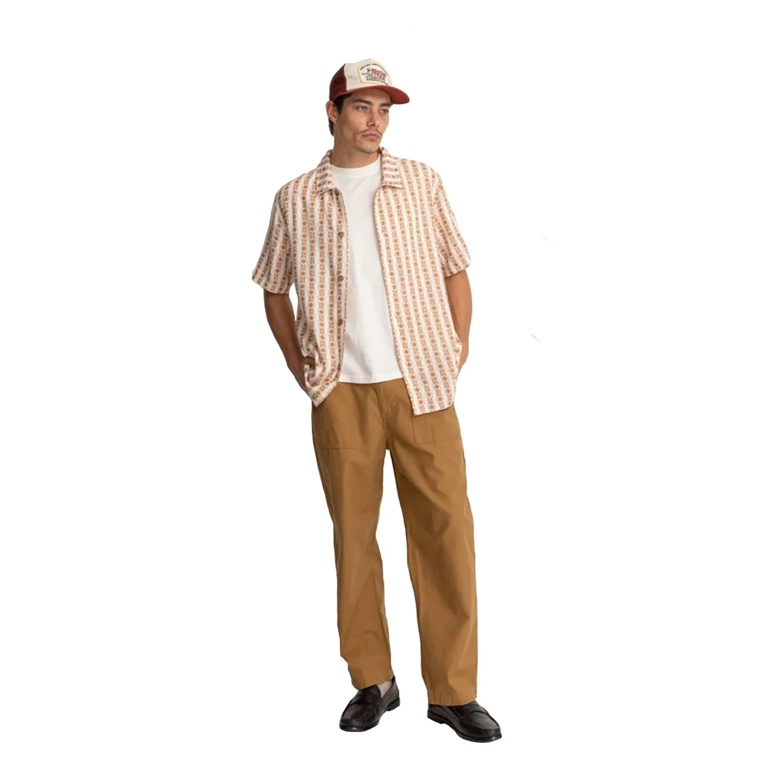Rhythm Men's Tile Stripe S/S Shirt Natural