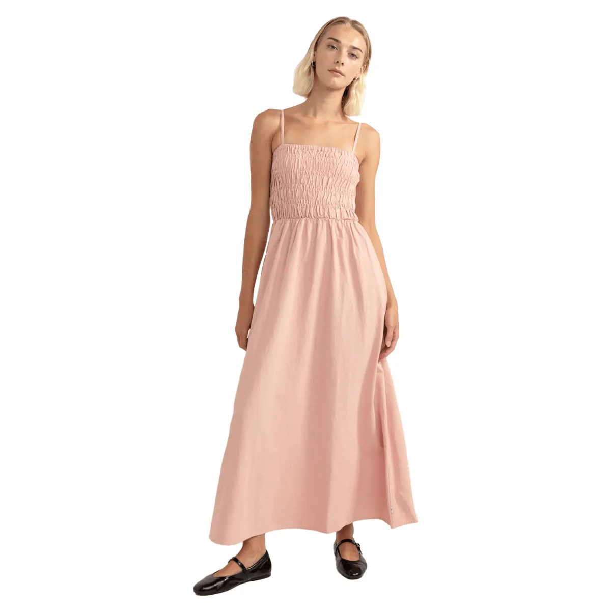 Rhythm Women's Classic Shirred Midi Dress Rose