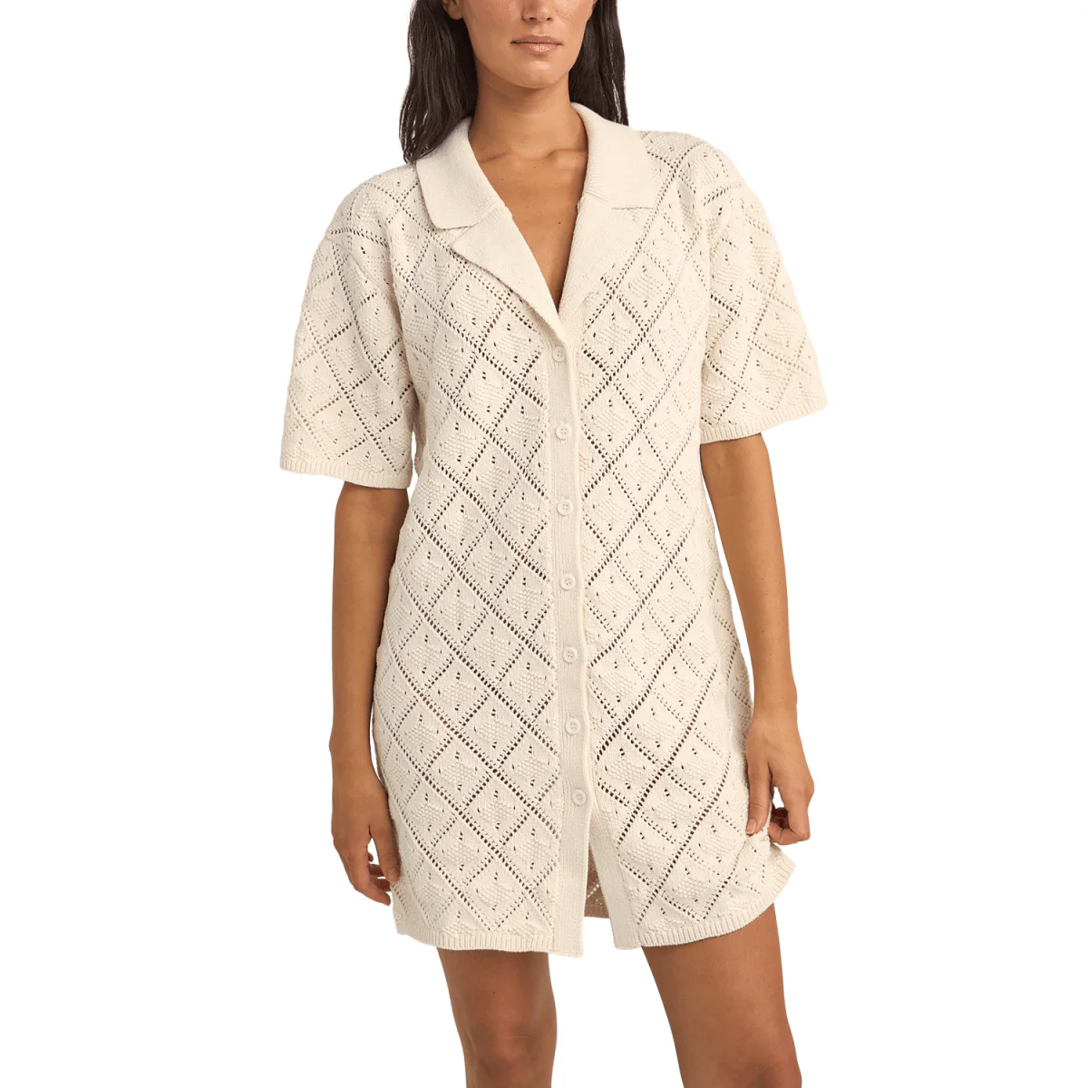 Rhythm Women's Jaffa Knit Shirt Dress White