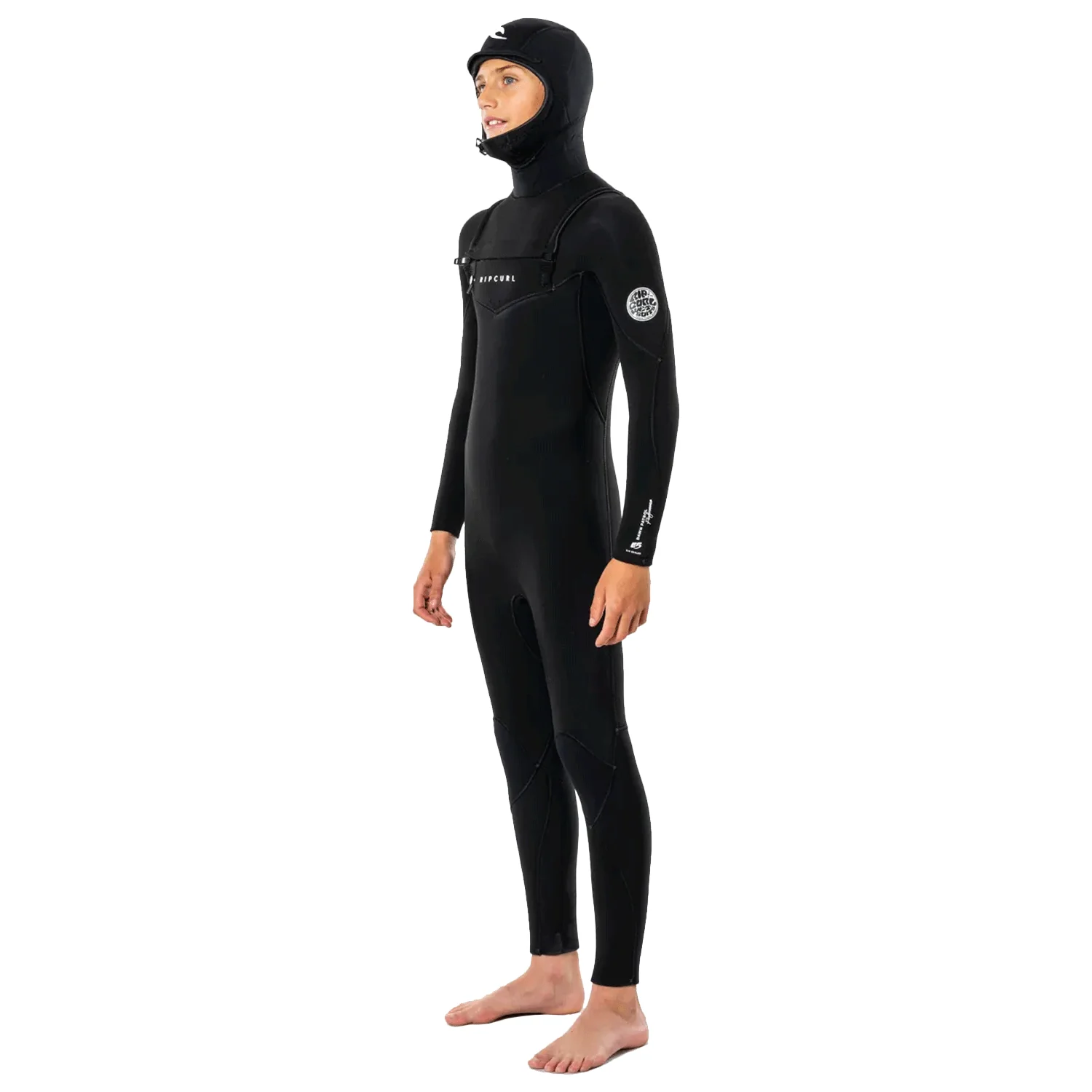 Rip Curl Boy's Dawn Patrol 5/4mm Chest Zip Hooded Wetsuit Black