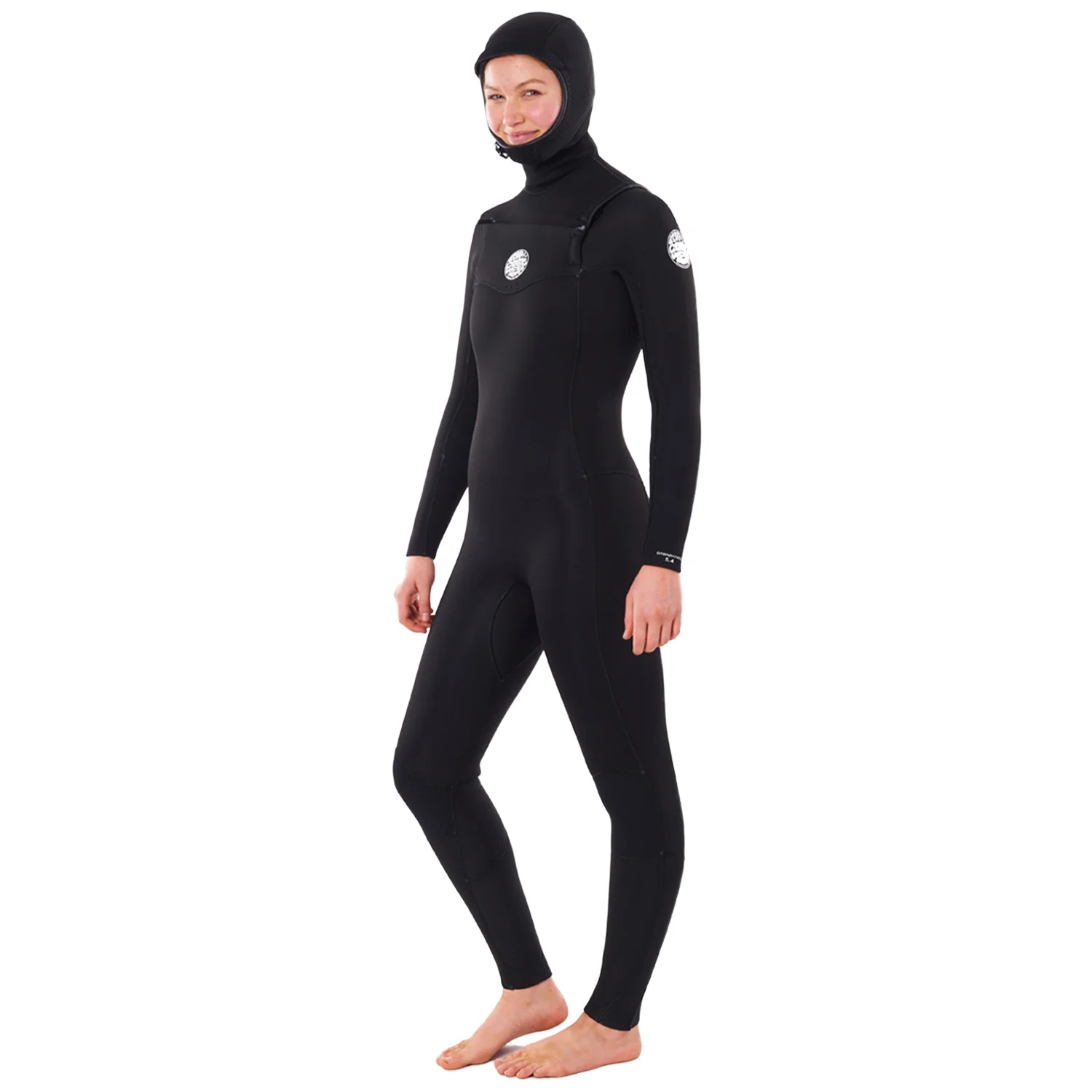 Rip Curl Women's Dawn Patrol 5/4mm Chest Zip Hooded Wetsuit Black