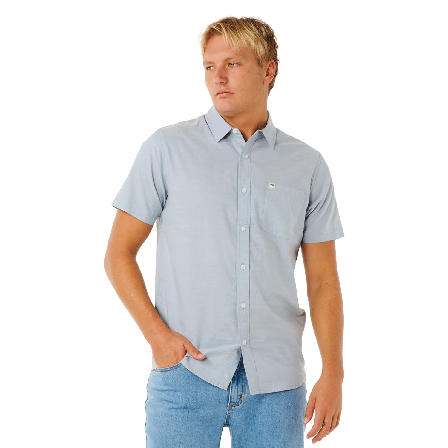 Rip Curl Men's Classic Surf Ourtime S/S Shirt Faded Denim