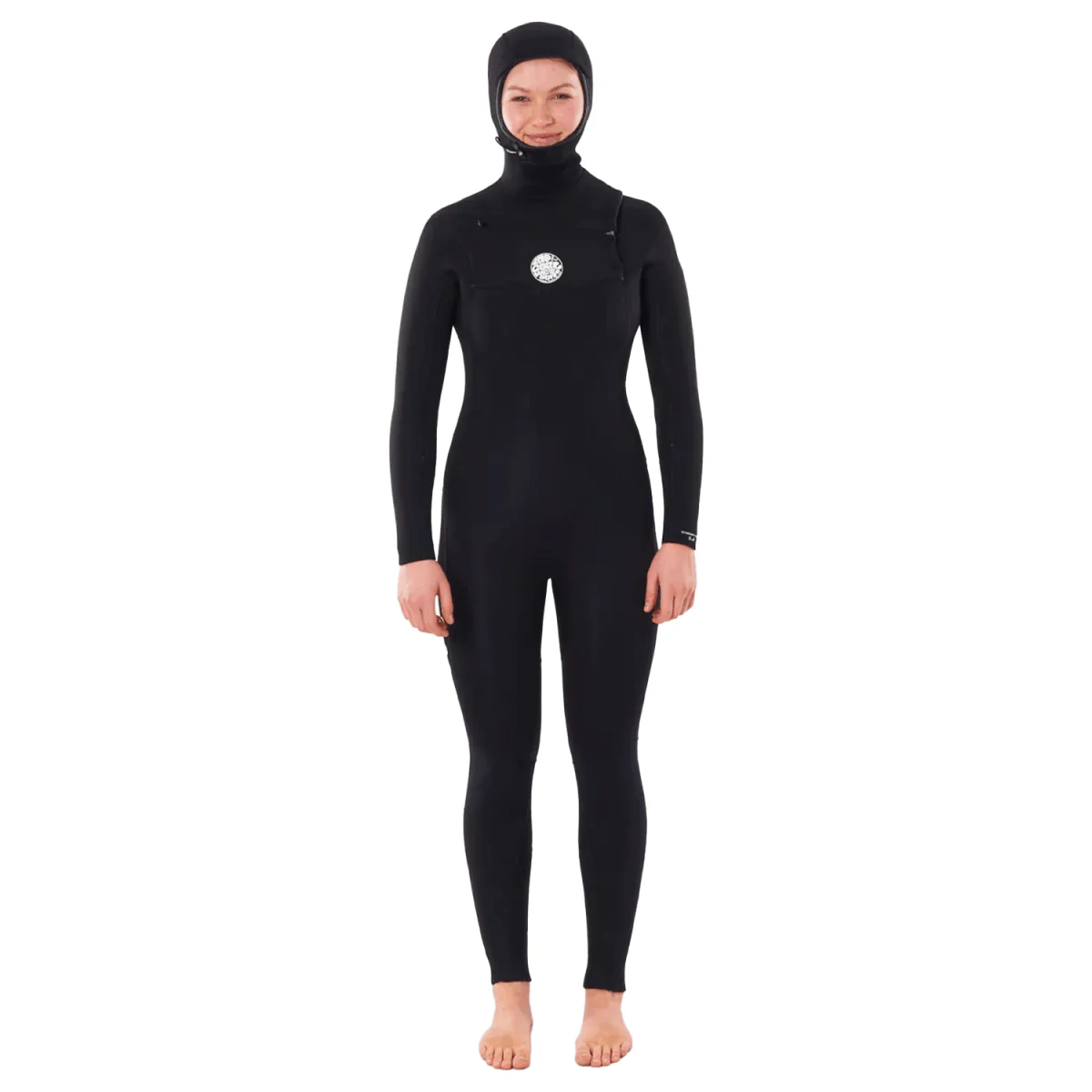Rip Curl Women's Dawn Patrol 5/4 Chest Zip Hooded Wetsuit Black