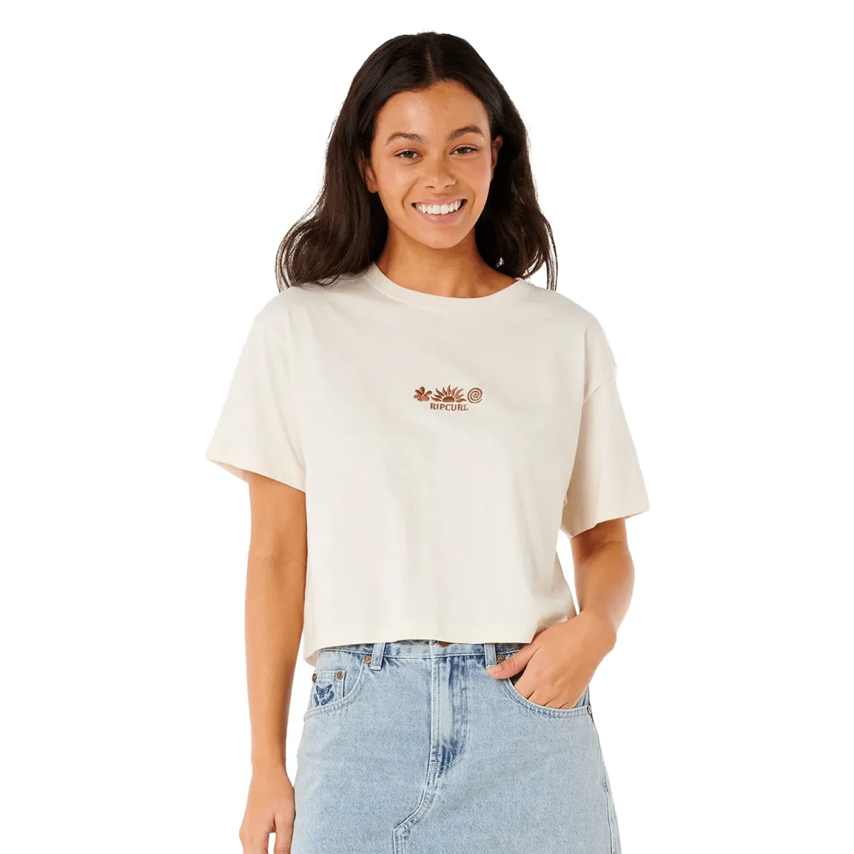 Rip Curl Women's Tokens Crop T-Shirt Bone