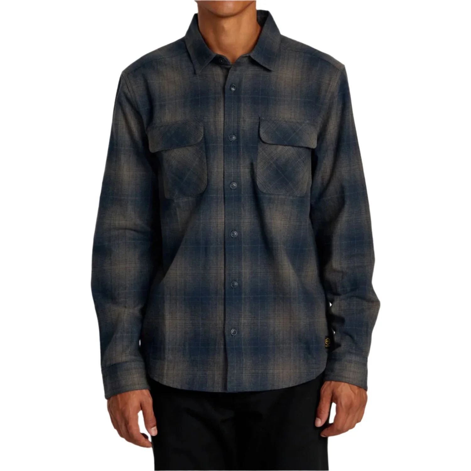 RVCA Men's Dayshift L/S Flannel Shirt Smoke