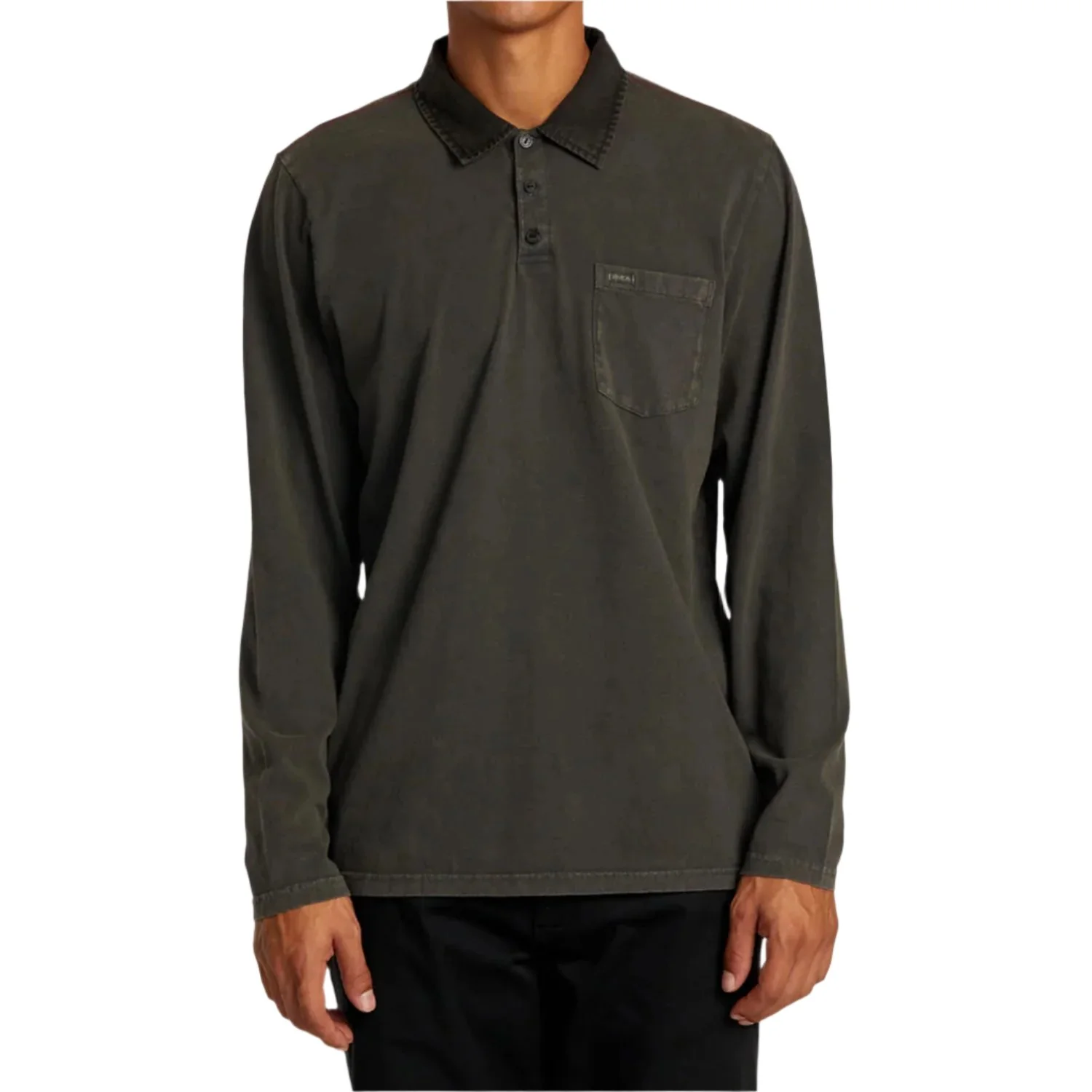 RVCA Men's PTC L/S Polo Li Pirate Black