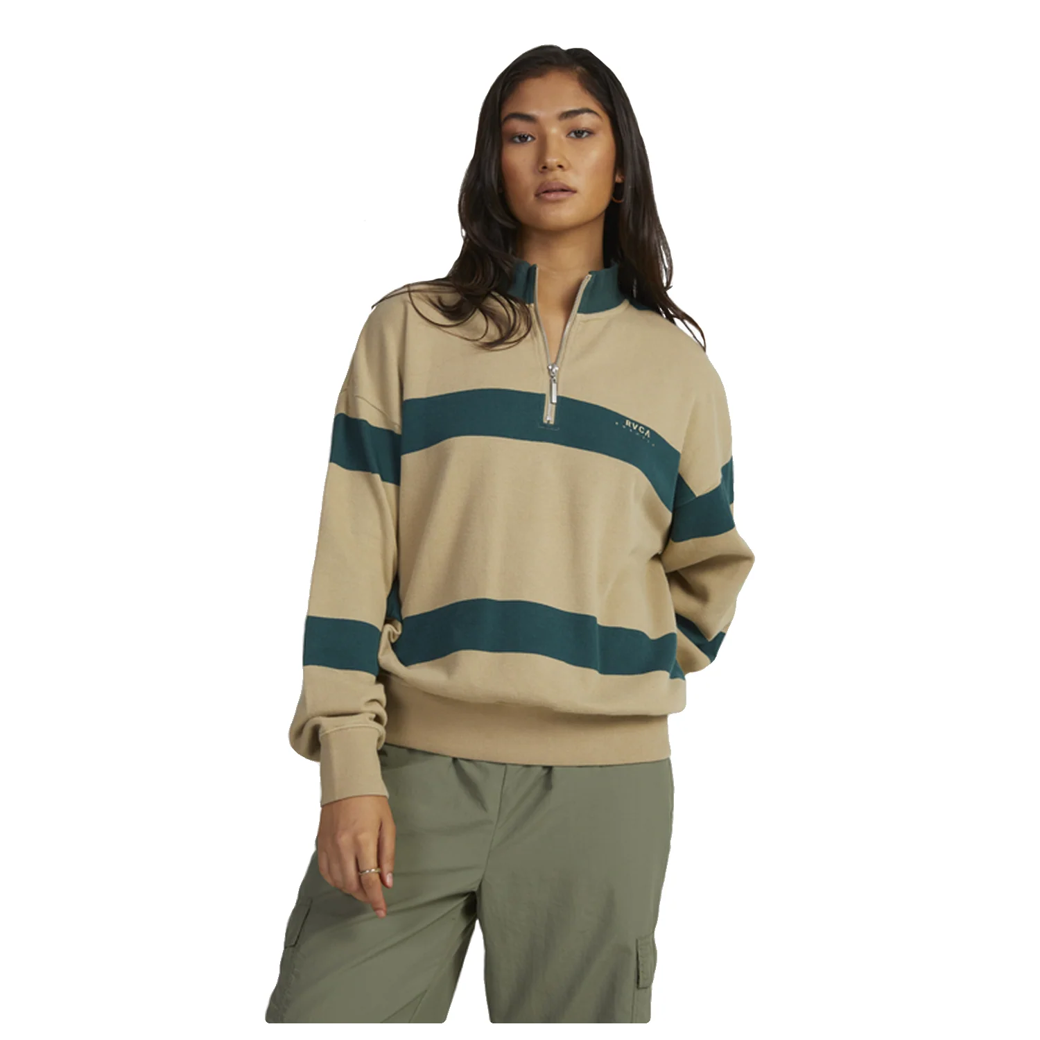 RVCA Women's Haru 1/4 Zip Jumper Khaki