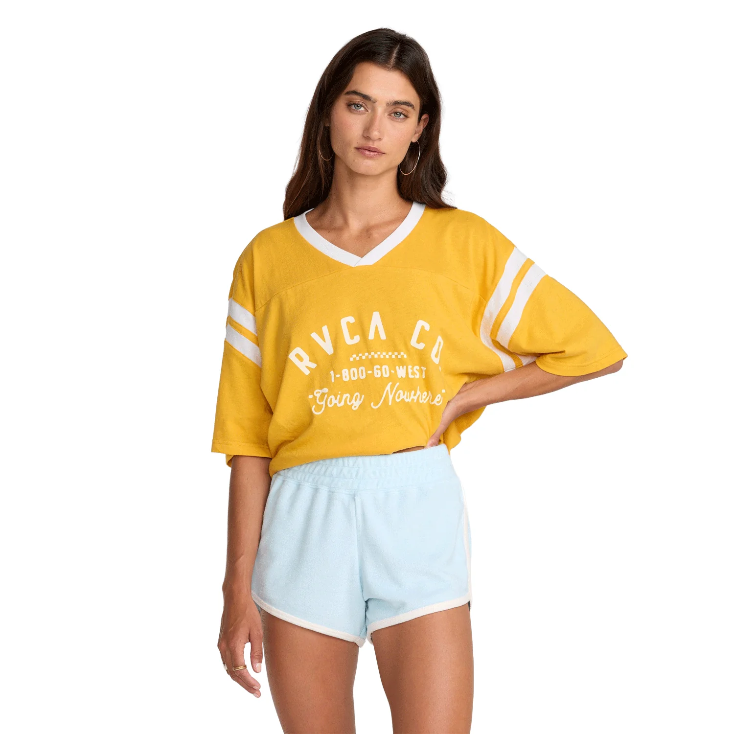 RVCA Women's Slow Going Hi Rise Cheeky Bottom Crystal Blue