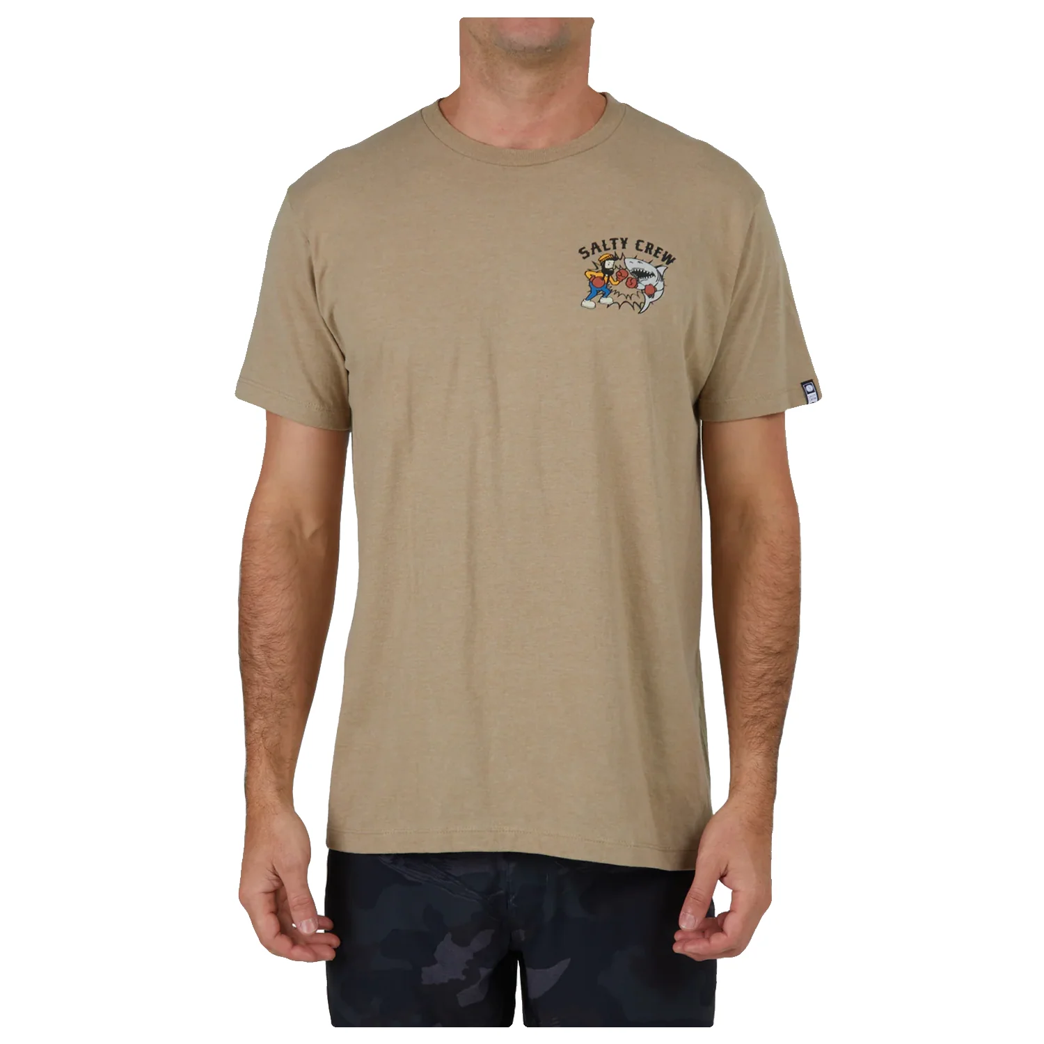 Salty Crew Men's Fish Fight Classic S/S T Shirt Khaki Heather