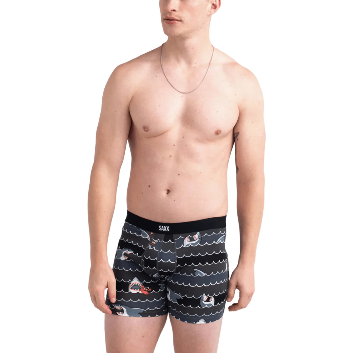 Saxx Men's Daytripper Boxer Brief Fly Get Sharky-Grey