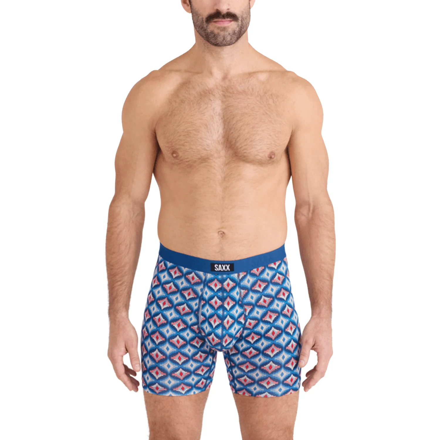 Saxx Men's Vibe Xtra Soft Comfort Boxer Brief Fly Lo-Tech Foulard-Blue