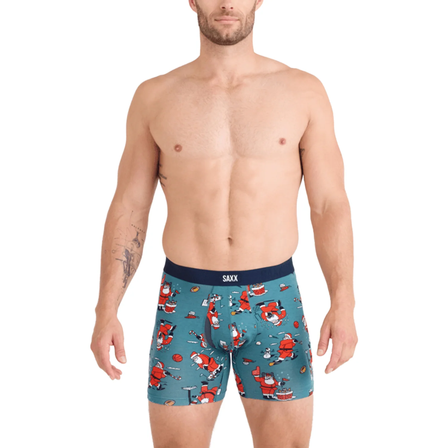 Saxx Men's Vibe Xtra Soft Comfort Boxer Brief Fly Santathalon-Seascape