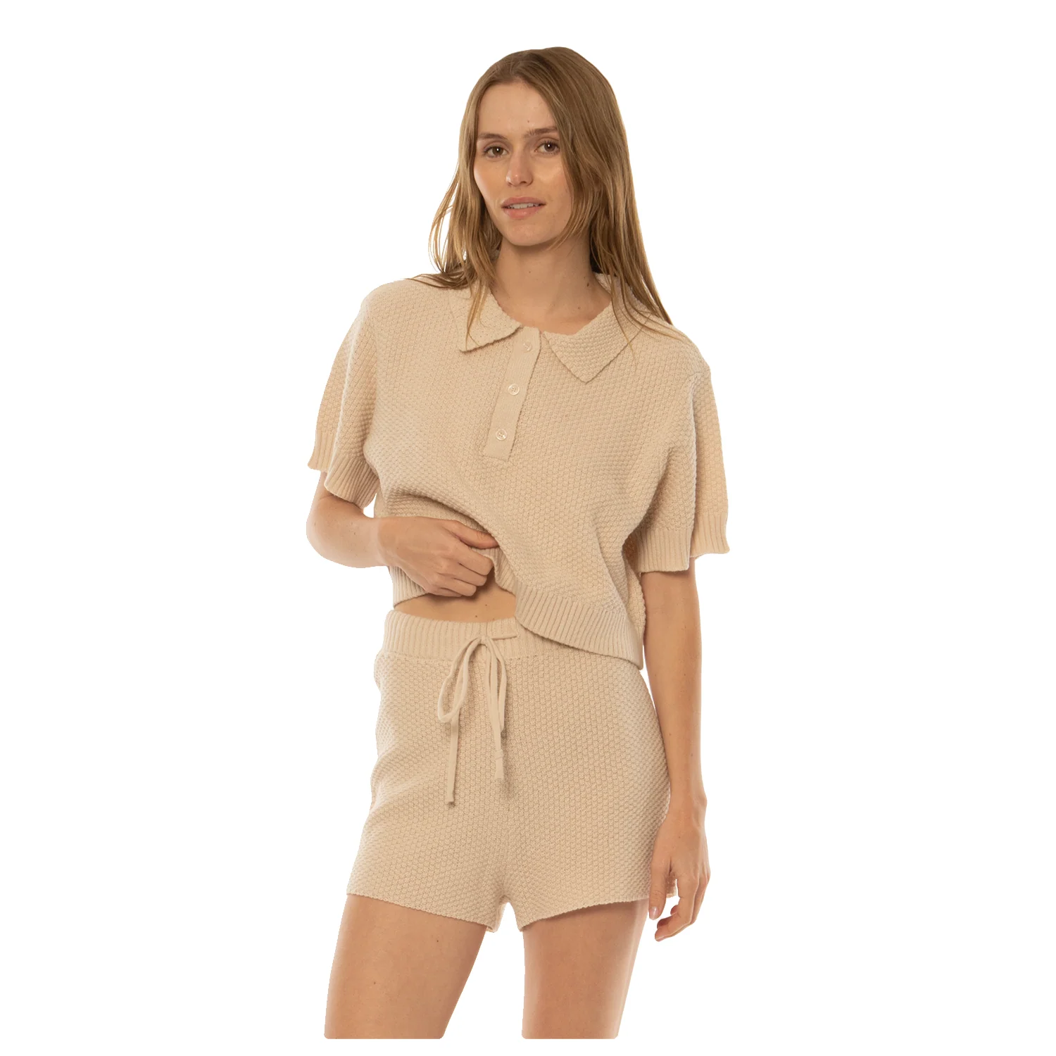 Sisstrevolution Women's Playa Del Sol S/S Sweater Almond Cream