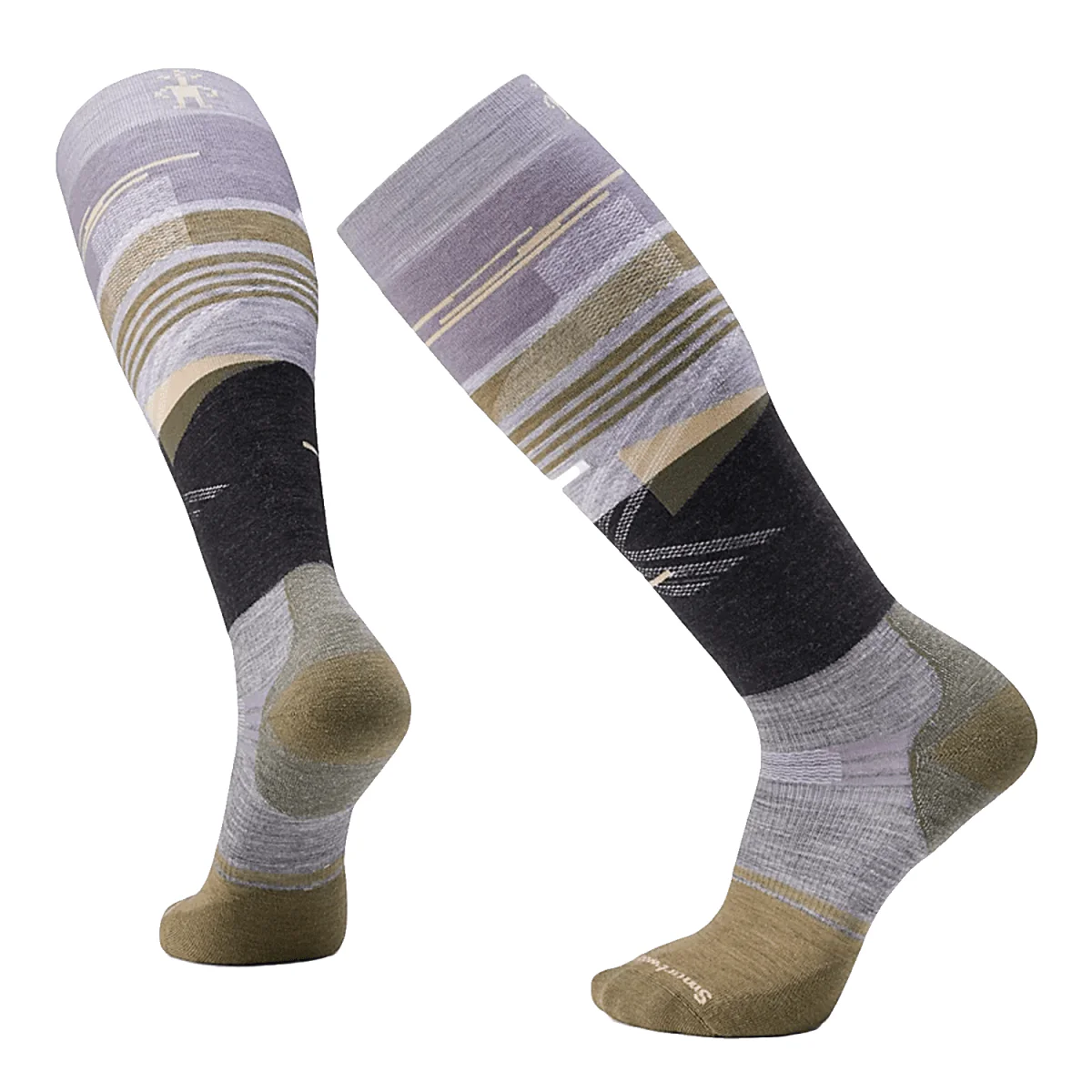 Smartwool Men's Targeted Cushion Broken Lines Pattern Snow Sock Graphite