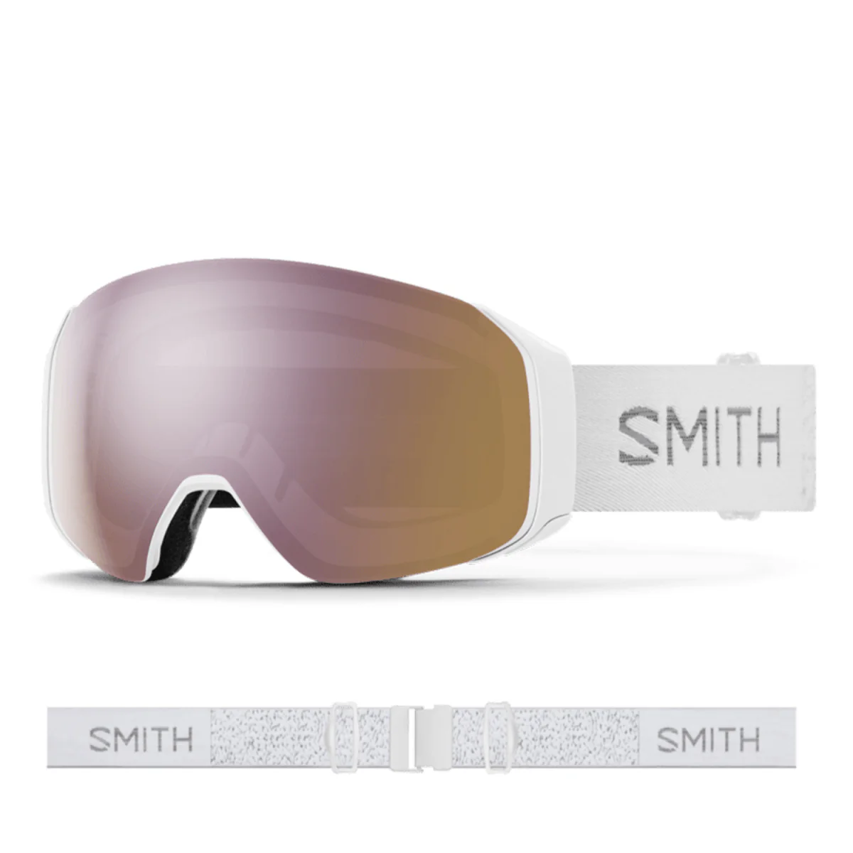 Smith 4D MAG S Goggles White Chunky Knit/ChromaPop Everyday Rose Gold Mirror + ChromaPop Storm Rose Flash