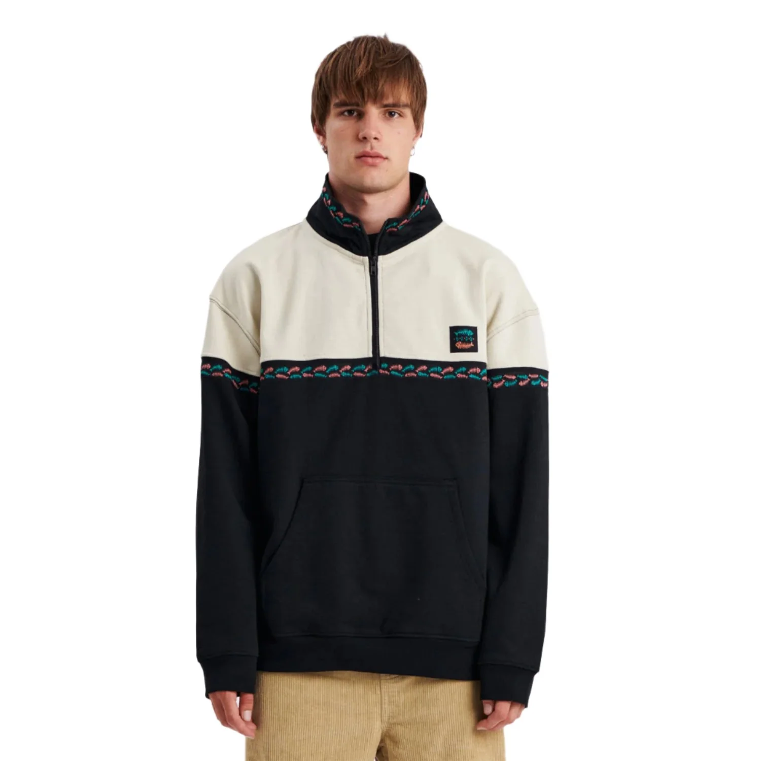 The Critical Slide Society Men's Boneyard Cut Up 1/4 Zip Hoodie Vintage Black