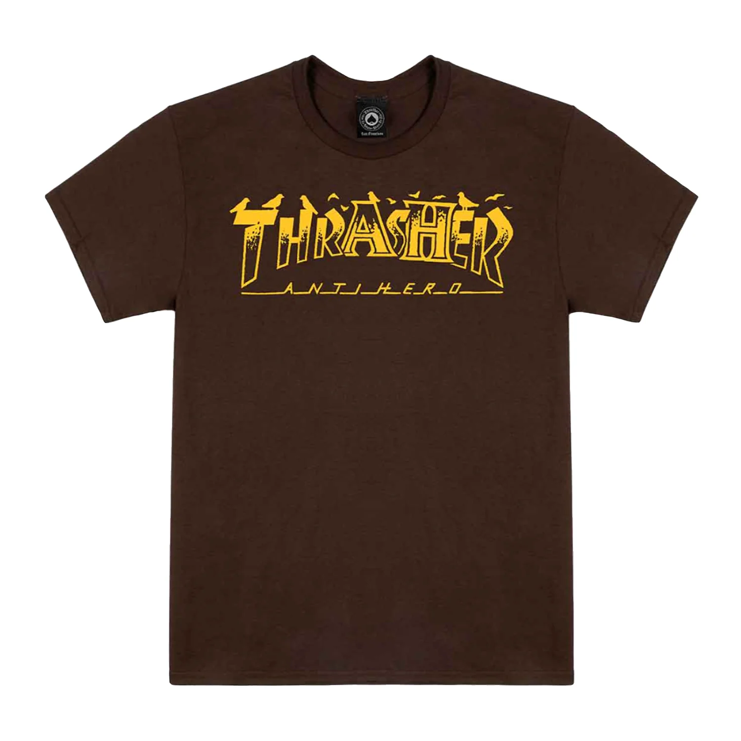 Thrasher x Anti-Hero Men's Pigeon Mag T Shirt Dark Chocolate