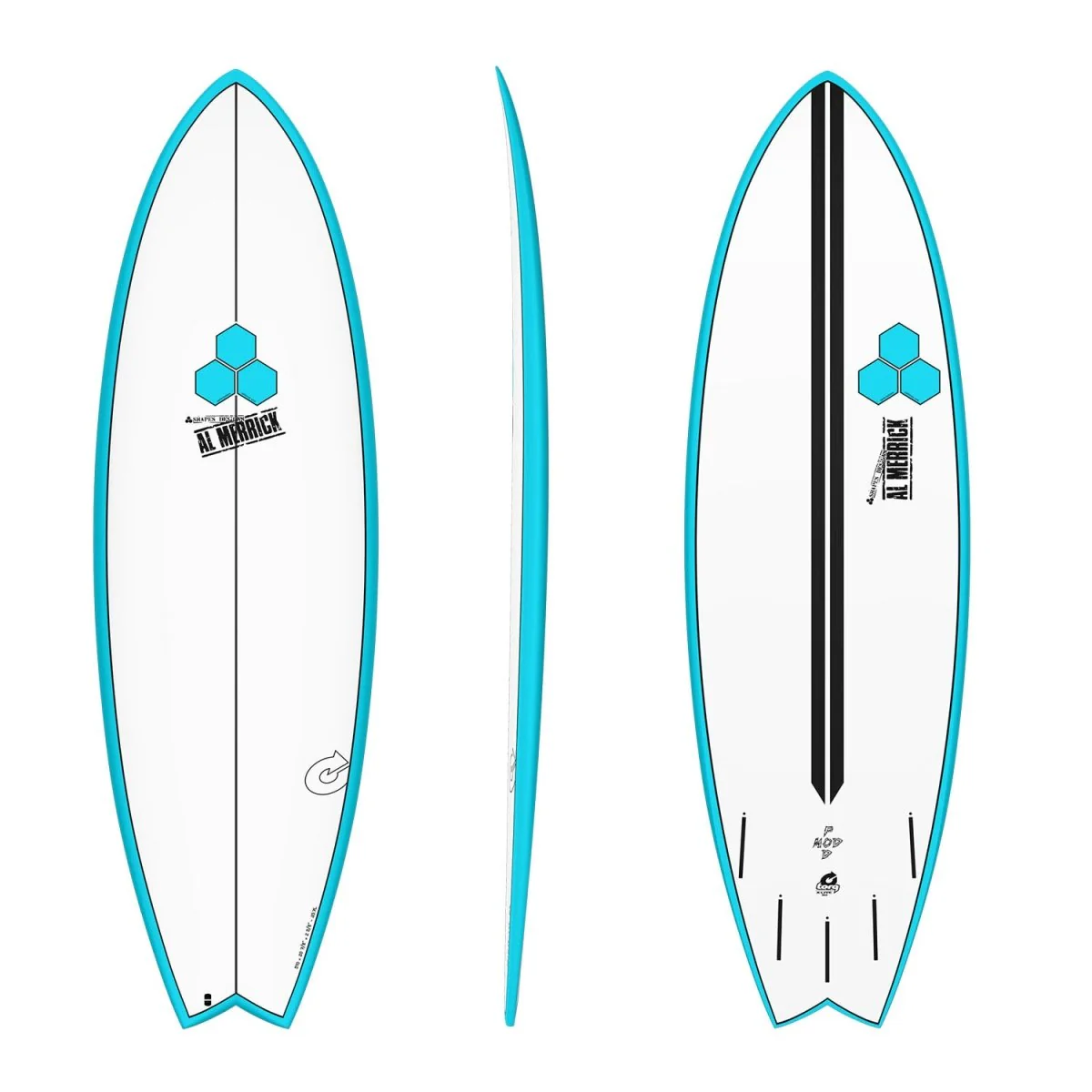 Torq Channel Islands Pod Mod X-Lite Surfboard Blue Rails 5'10"