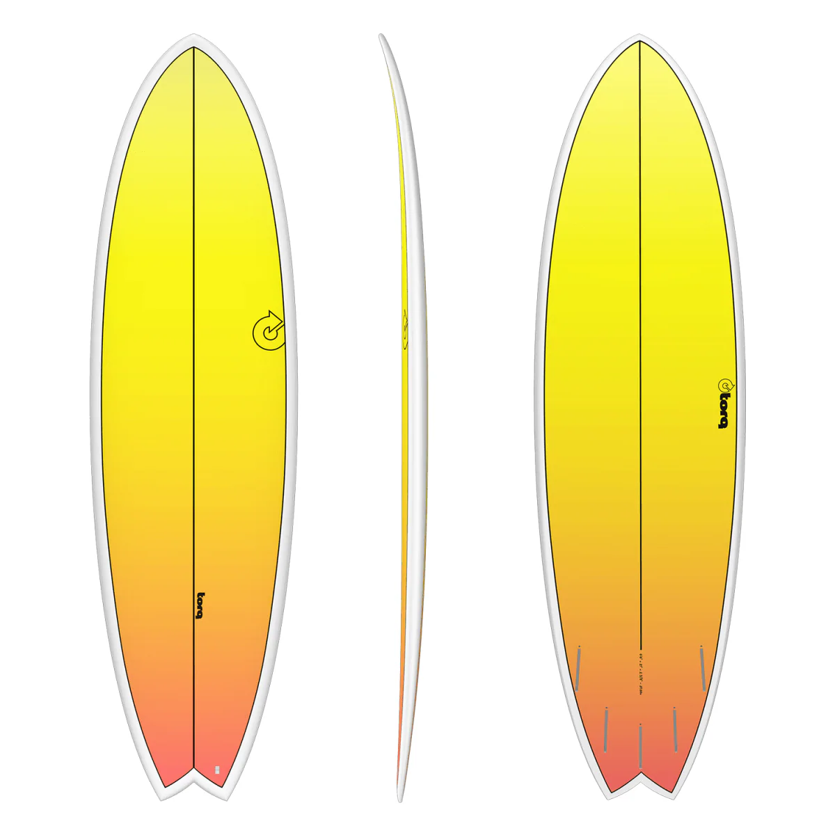 Torq Mod Fish Surfboard TET Yellow/Orange Fade 7'2"