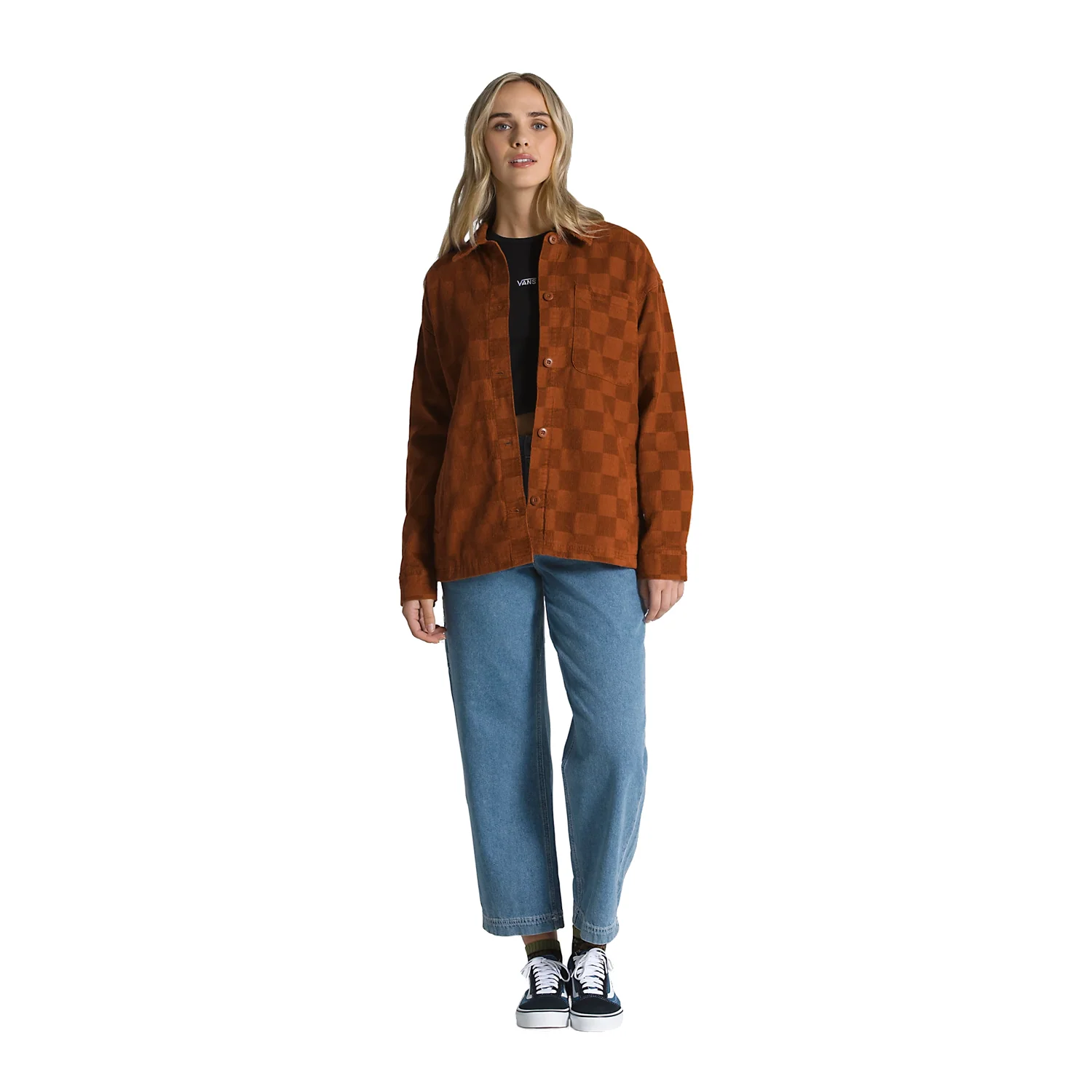 Vans Women's Dusk Downer Check L/S Shacket Ginger Bread